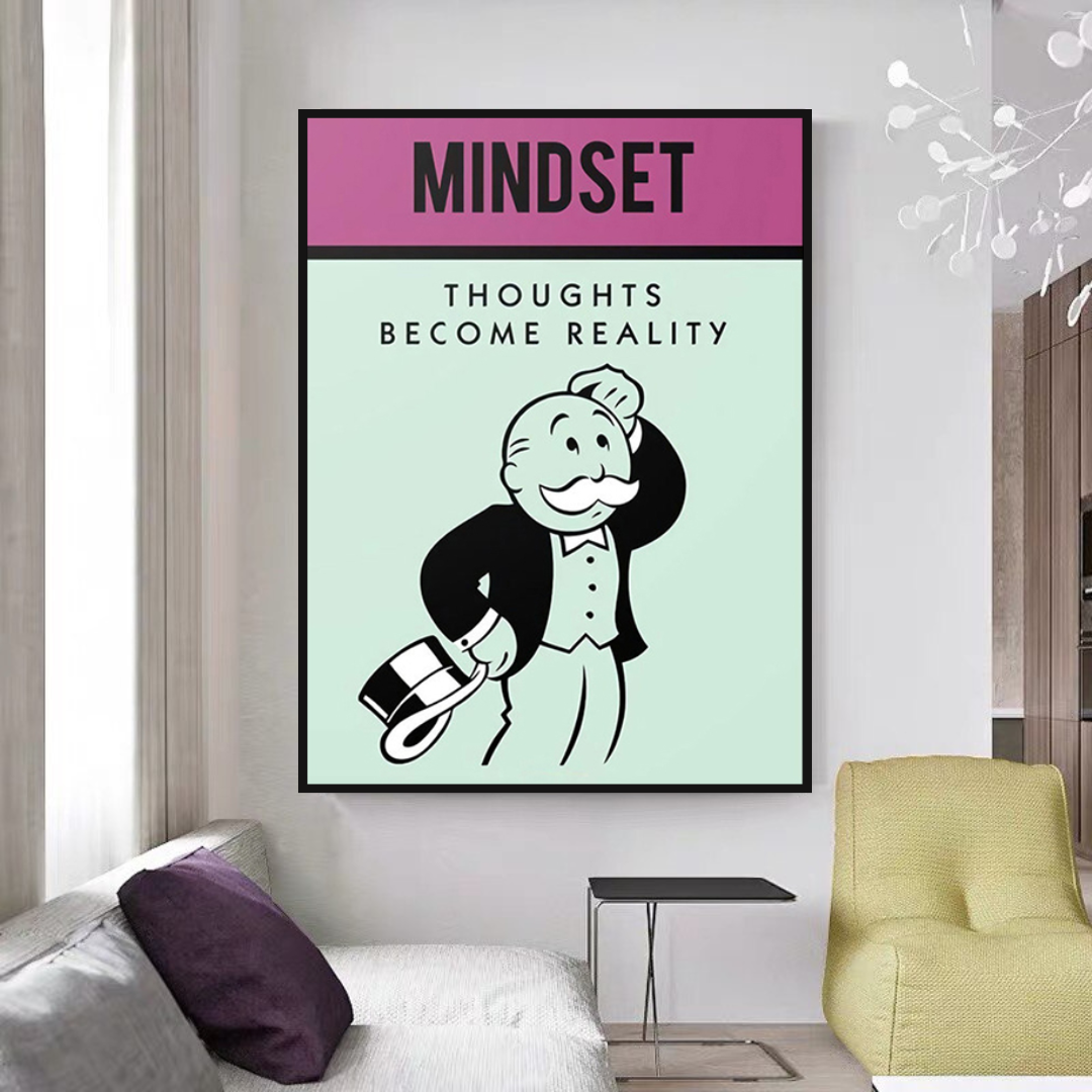 Alec Monopoly Mindset Canvas Wall Art - Modern Pop Art Painting for Home & Office Decor - Perfect for Living Room, Bedroom, or Gallery Wall Display