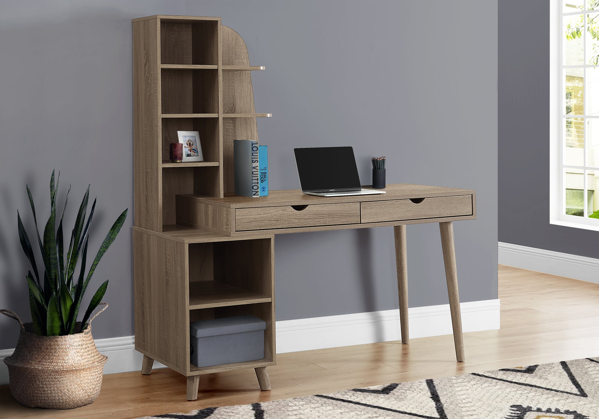 OFFICE SERIES 55L Dark Taupe Bookcase - Stylish Storage Solution for Home Office, Living Room & Study Organization