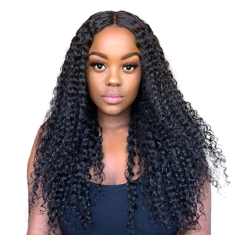 13x4 Brazilian Kinky Curly Human Hair Lace Front Wig - 18 Inch 180% Density Virgin Hair with Pre-Plucked Hairline & Baby Hair | Natural Black Color | Perfect for Daily Wear, Cosplay & Protective Styling