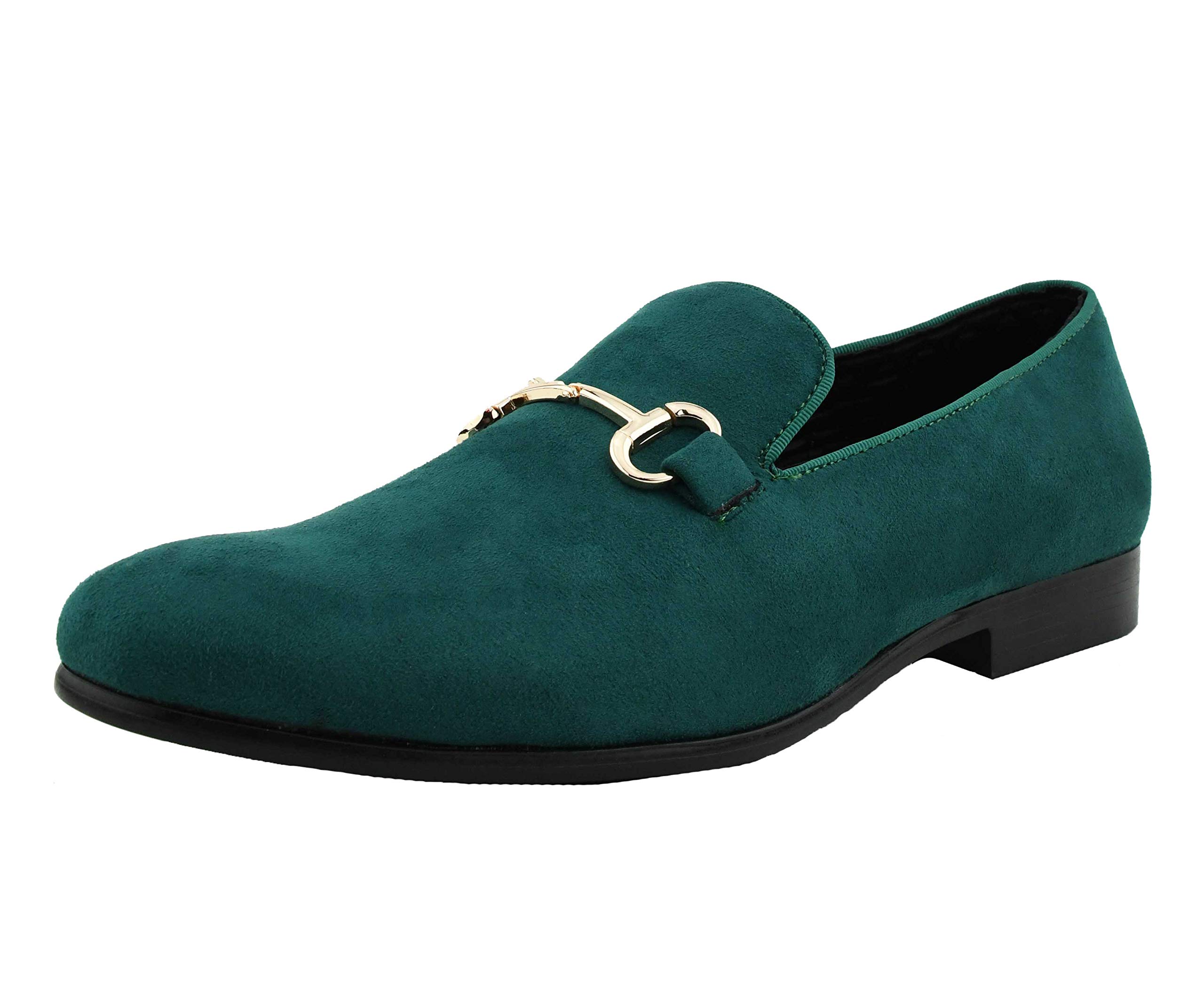 Amali Bradford Men's Microfiber Slip-On Loafers with Gold Metal Bit - Formal Dress Shoes for Business & Casual Wear - Perfect for Office, Weddings & Special Occasions