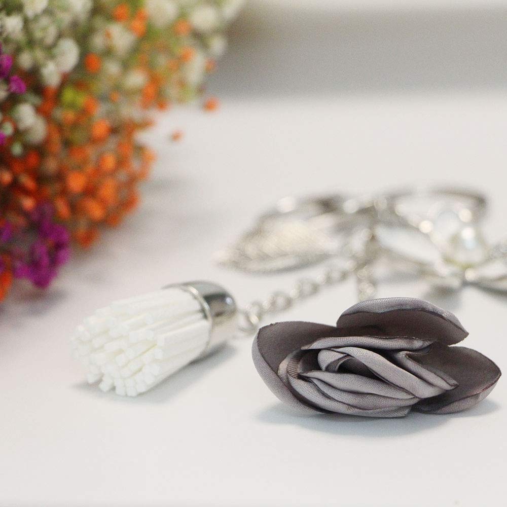 Sparkling Rhinestone Flower Keychain with Tassel - Elegant Leaf Key Ring for Women, Perfect for Wallets, Bags & Purse Charms - Great Gift for Birthdays, Parties & Everyday Accessories