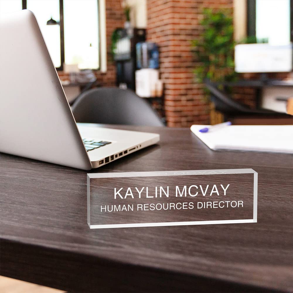 Personalized Clear Acrylic Name Plate for Desk - Custom Office Desk Name Plate, 8