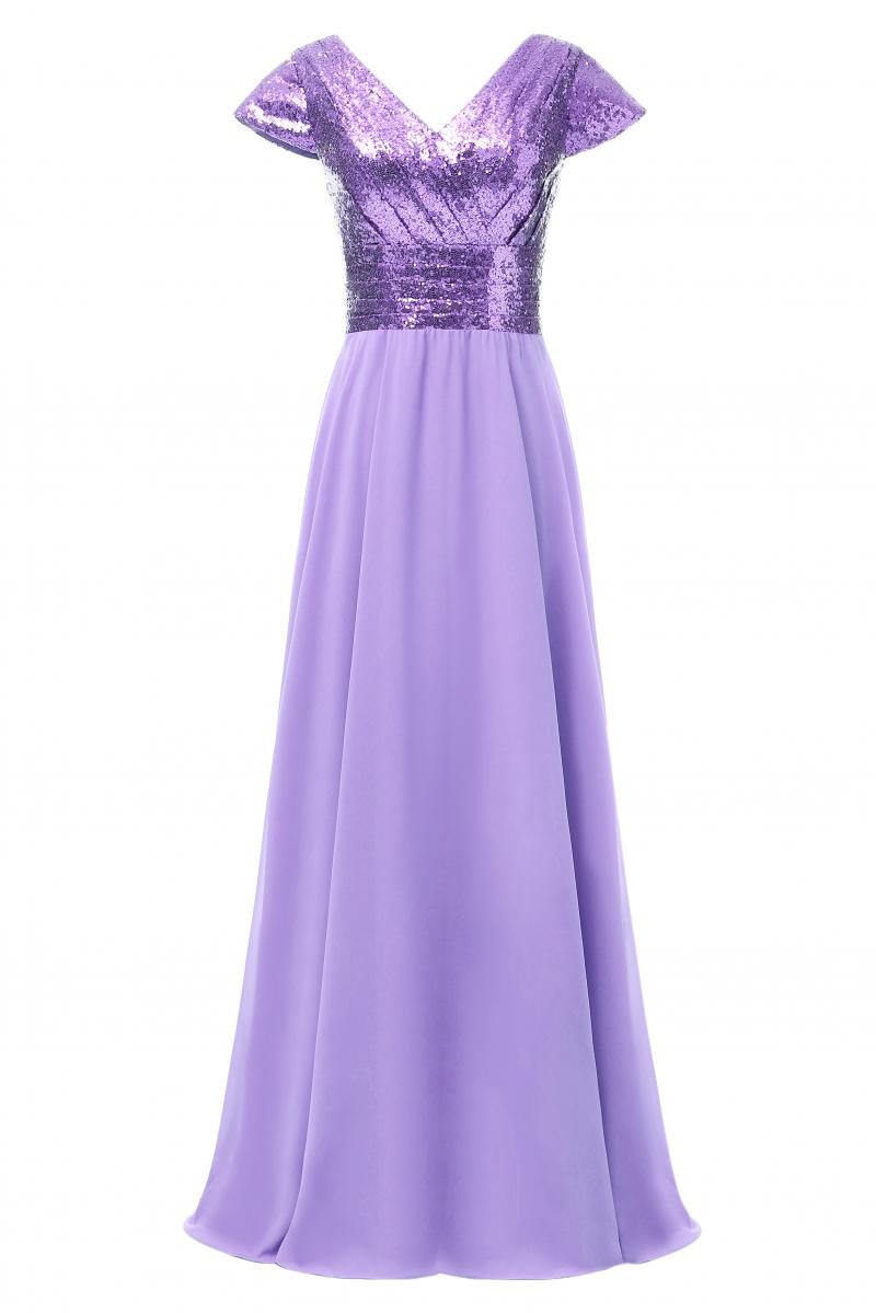 Elegant Lavender V-Neck A-Line Full Length Evening Gown for Women - Size 24W | Formal Party Dress for Weddings, Prom & Special Occasions