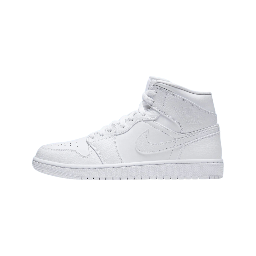 Air Jordan 1 Mid Triple White Sneakers - Men's Basketball Shoes for Casual Wear & Street Style | Perfect for Everyday Fashion & Sports Enthusiasts