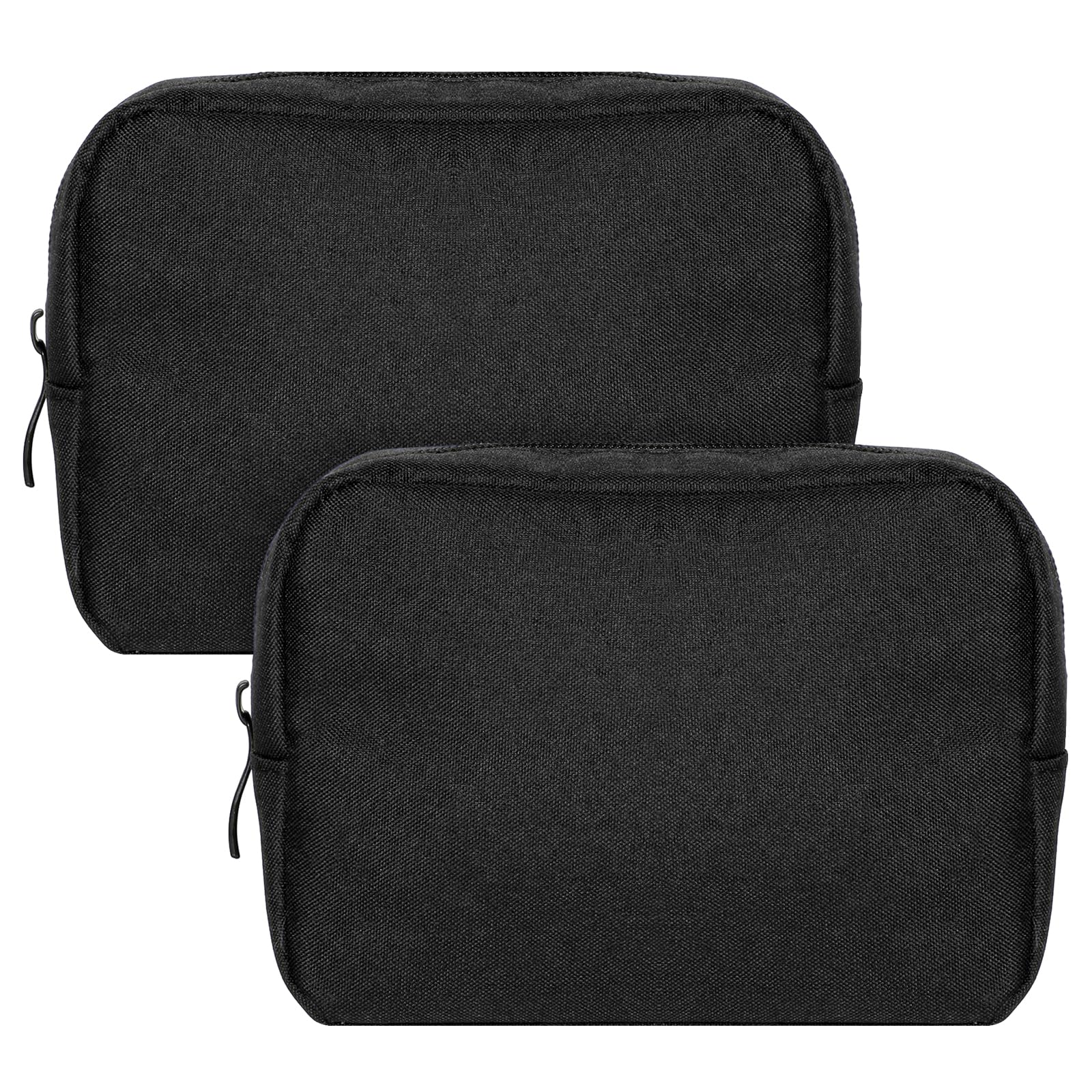 2 Pack Waterproof Small Makeup Bag for Purse - Portable Soft Cosmetic & Electronics Organizer - Mini Toiletry Travel Bag for Women - Perfect for Cosmetics, Jewelry, Phone Accessories & Travel Essentials (Black)
