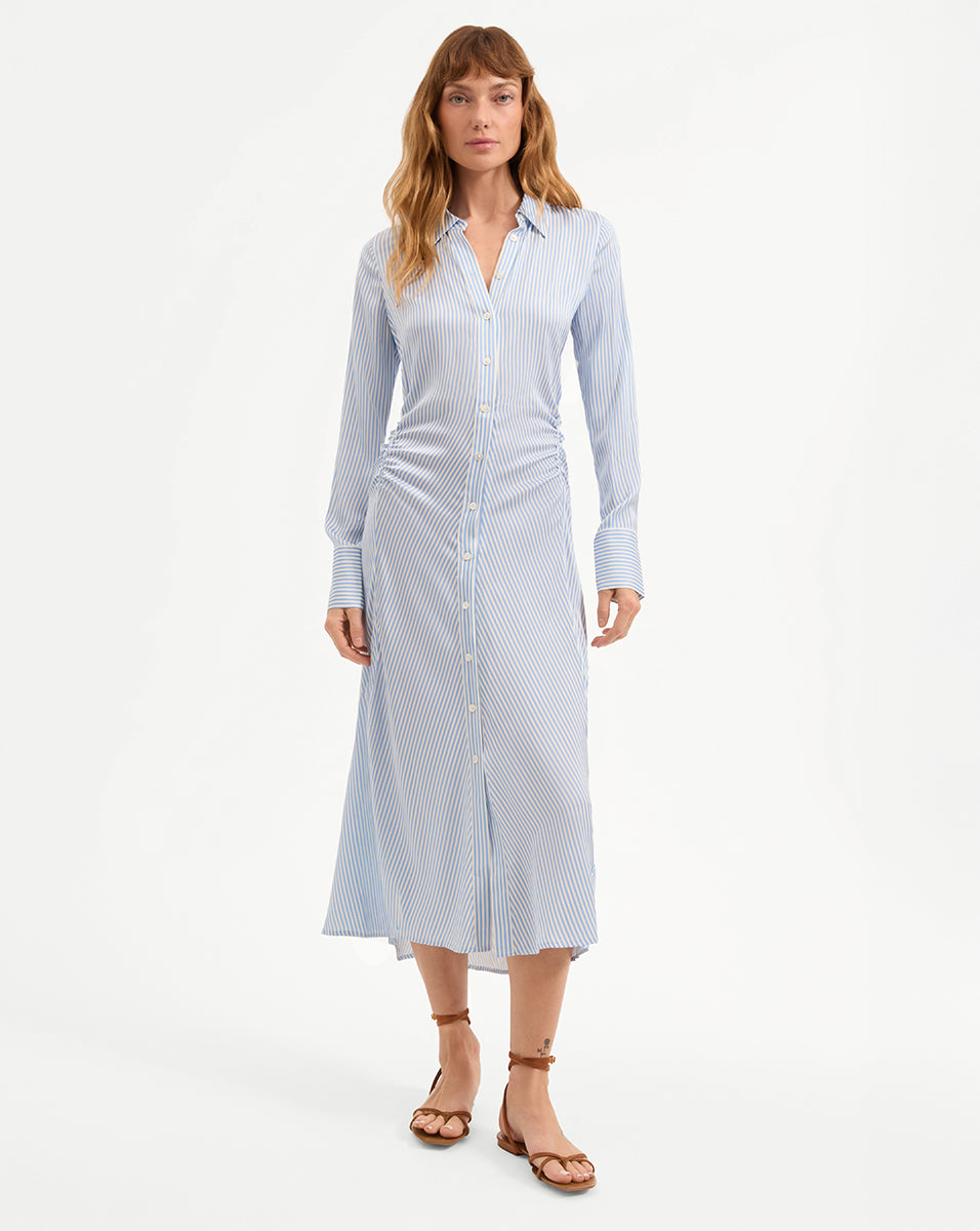 Lex Silk Midi Shirtdress - Elegant Button Down Dress for Women | Perfect for Office, Date Night & Summer Outfits