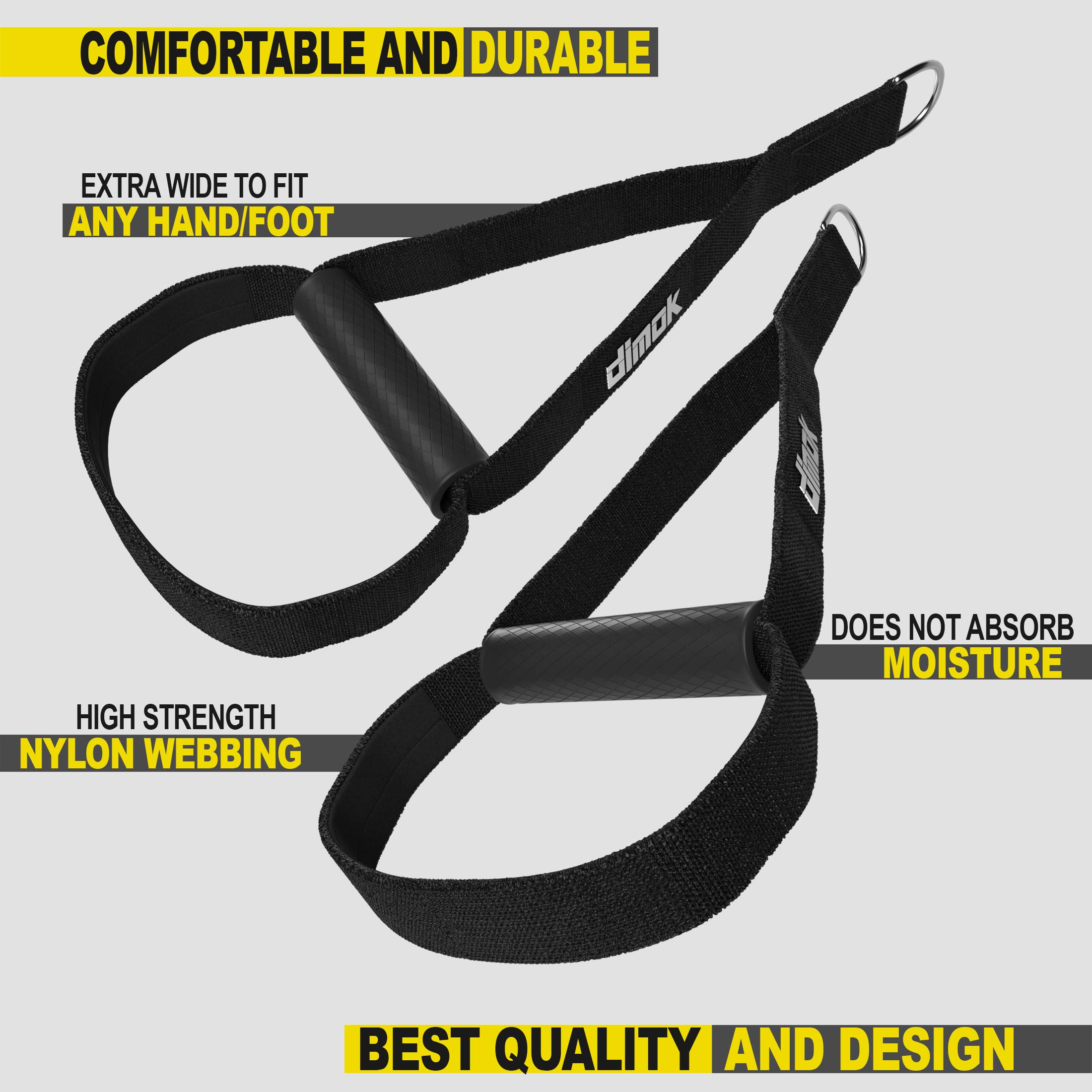 Dimok Heavy Duty Fitness Handles with Foot Cradle - Professional Cable Machine Attachments for Resistance Training, Strength Exercises & Home Gym Workouts - Perfect for CrossFit, Weightlifting & Functional Training