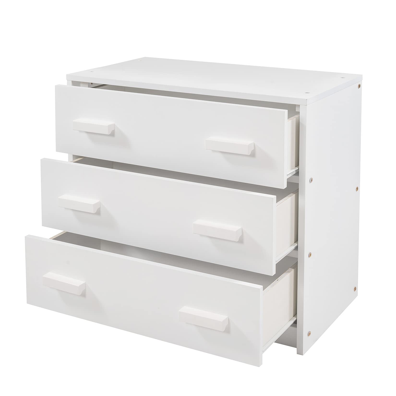 Bellemave Low Loft Twin Bed with 3 Drawers & Cabinet - Farmhouse Style Wooden Loft Bed Frame with Bedside Tray for Kids, Teens, Boys & Girls - Perfect for Small Bedrooms, Dorm Rooms & Space-Saving Kids' Rooms (White)