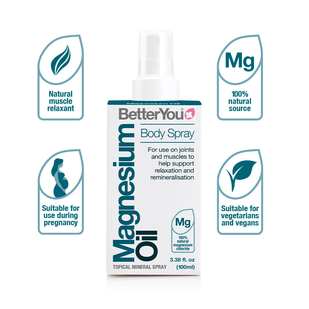 BetterYou Magnesium Oil Original Spray 100ml - Natural Muscle Recovery & Relaxation Supplement for Athletes, Sleep Support & Stress Relief - Perfect for Post-Workout Recovery & Nighttime Relaxation