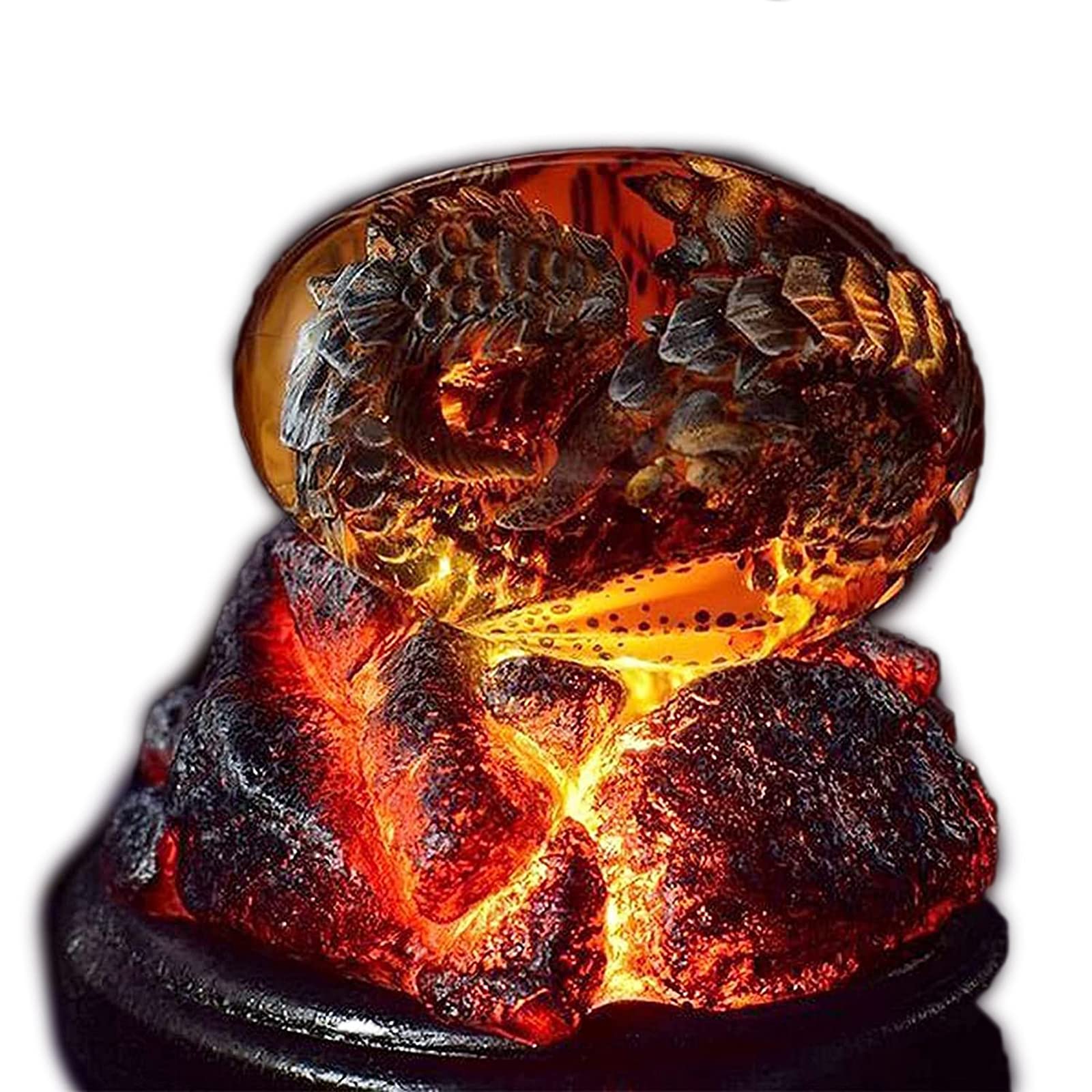 YNNY Handmade Lava Dragon Egg Sculpture - Crystal Clear Resin Dragon Egg Ornament, Mystical Transparent Dragon Egg Decor, Powerful Lava Dragon Birth Artwork (Red) - Perfect for Fantasy Collections, Home Decor, Gift Giving & Meditation Spaces