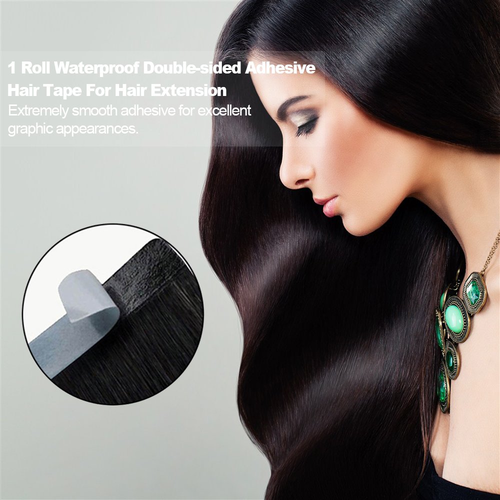 1 Roll 0.8cm x 3 Yards Waterproof Double Sided Hair Tape Adhesive for Hair Extensions, Toupees & Lace Wigs - Strong Hold, Skin-Friendly - Perfect for Salon Use, Daily Styling & Special Occasions
