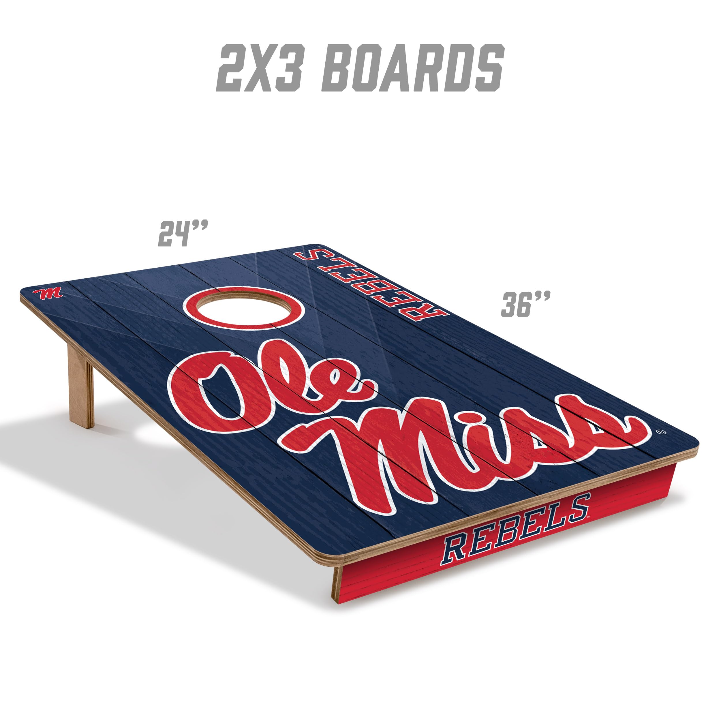 YouTheFan NCAA 2' x 3' Wood Cornhole Game Set with Logo Bags - Official College Team Cornhole Boards for Tailgating, Backyard Parties & Outdoor Games