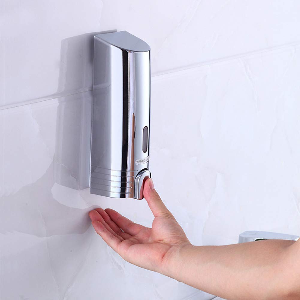 Wall Mount Chrome Double Soap Dispenser - Manual Hand Sanitizer & Lotion Pump for Bathroom Vanity | Perfect for Home, Office, and Public Restrooms