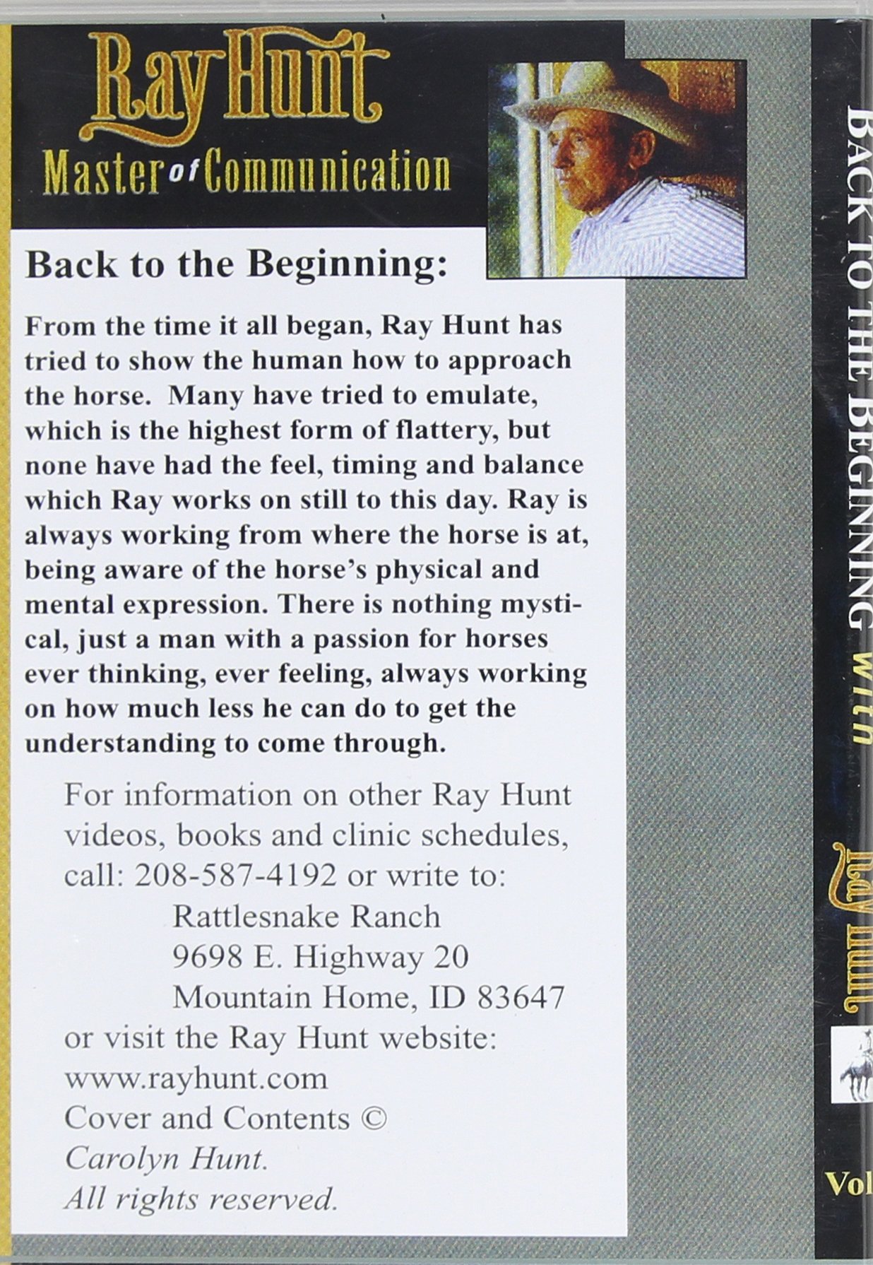 Back to the Beginning with Ray Hunt Volume 1 - Western Horsemanship Training DVD for Beginners & Advanced Riders - Perfect for Ranch Work, Trail Riding & Equestrian Training