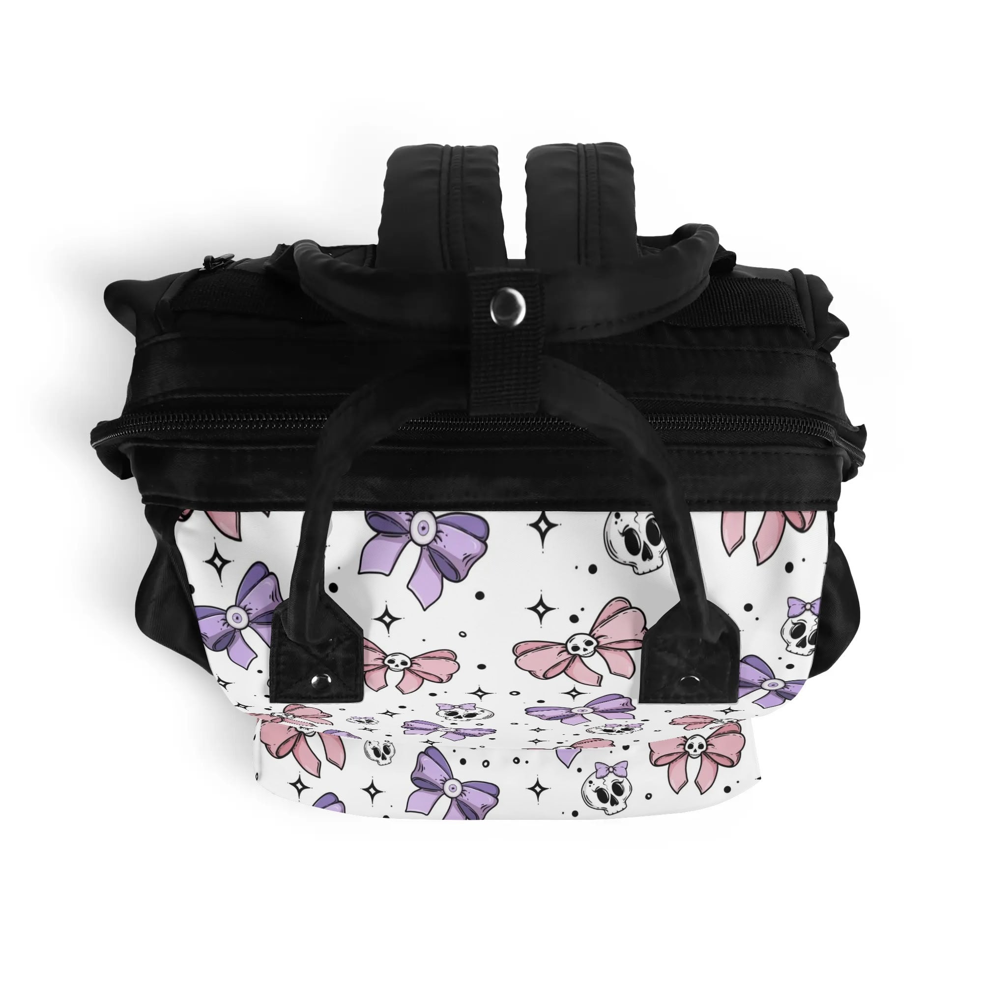 Stylish Cute Bows and Skulls Print Large Capacity Diaper Backpack - Waterproof Baby Bag for Moms with Multiple Pockets | Perfect for Travel, Daycare, and On-the-Go Parenting