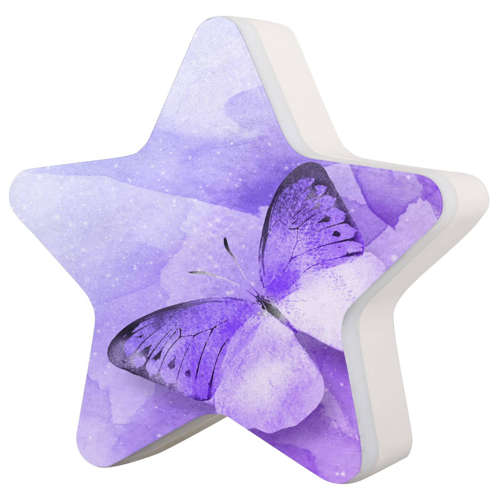 Abstract Art Purple Butterfly Plug-in Night Light with Dusk to Dawn Sensor | LED Night Lamp for Kids Room, Bedroom, Bathroom, Kitchen, Hallway, Nursery & Stairs | Perfect for Safe Nighttime Navigation & Cozy Home Decor
