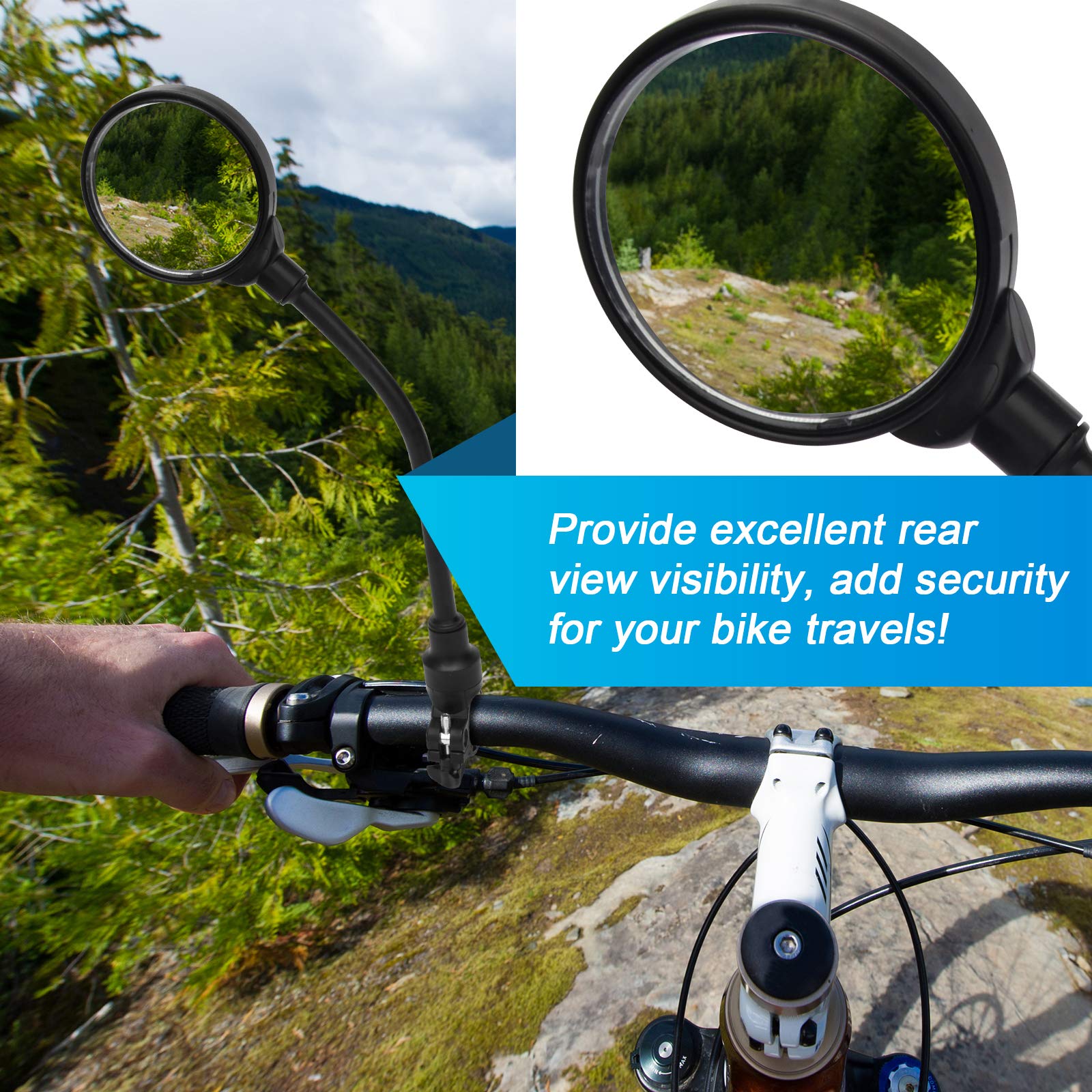 Coitak Bike Mirror - Adjustable Handlebar Rear View Mirrors for Bicycles (2 Pack, Universal Fit) - Enhance Safety for Road Cycling, Commuting & Mountain Biking