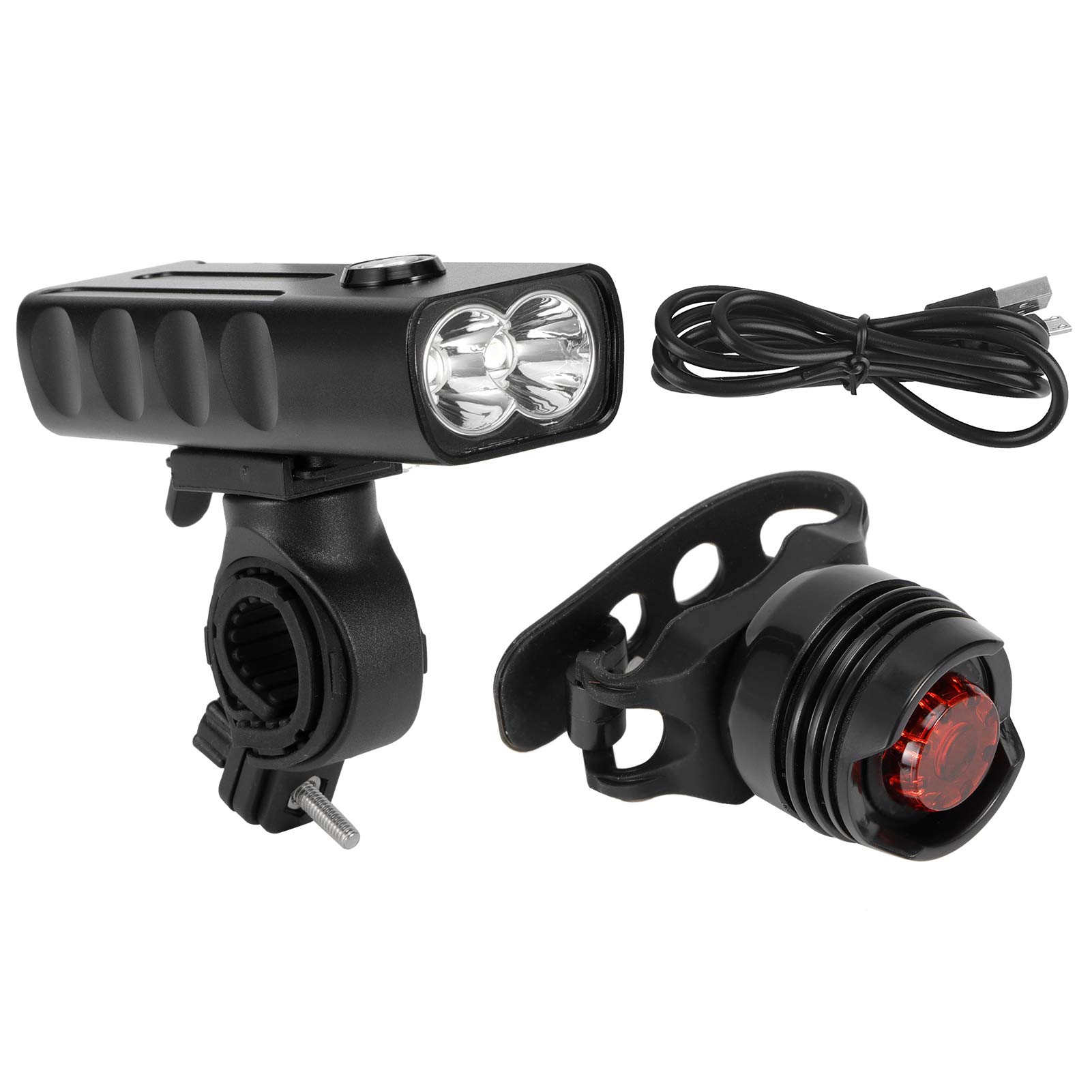 3-in-1 Multifunction USB Rechargeable Bike Light Set - Dual LED Headlight & Tail Light with 3-Speed Dimming, IPX5 Waterproof for Cycling Safety | Perfect for Night Riding, Commuting, and Outdoor Adventures