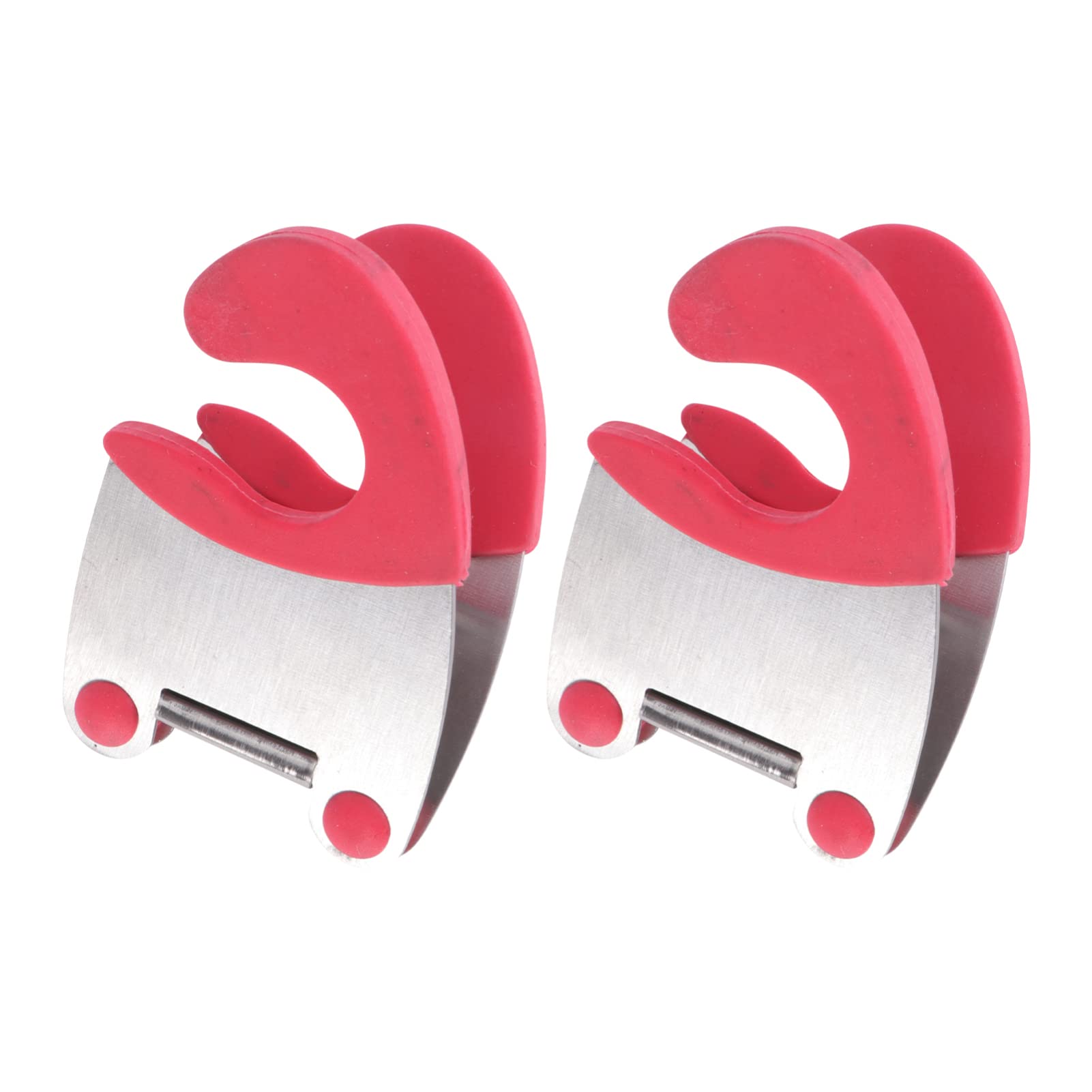 Yardwe 2-Pack Stainless Steel Pot Clip Holder - Kitchen Utensil Organizer with Spoon Rest for Cooking, Home, Restaurant Use - Durable & Space-Saving (Red) - Perfect for Stovetop Organization & Hanging Cooking Tools