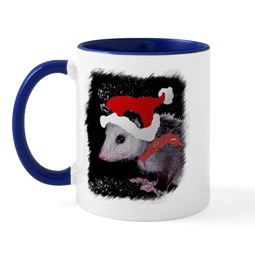 White/Navy Inside - Possum Santa Mug