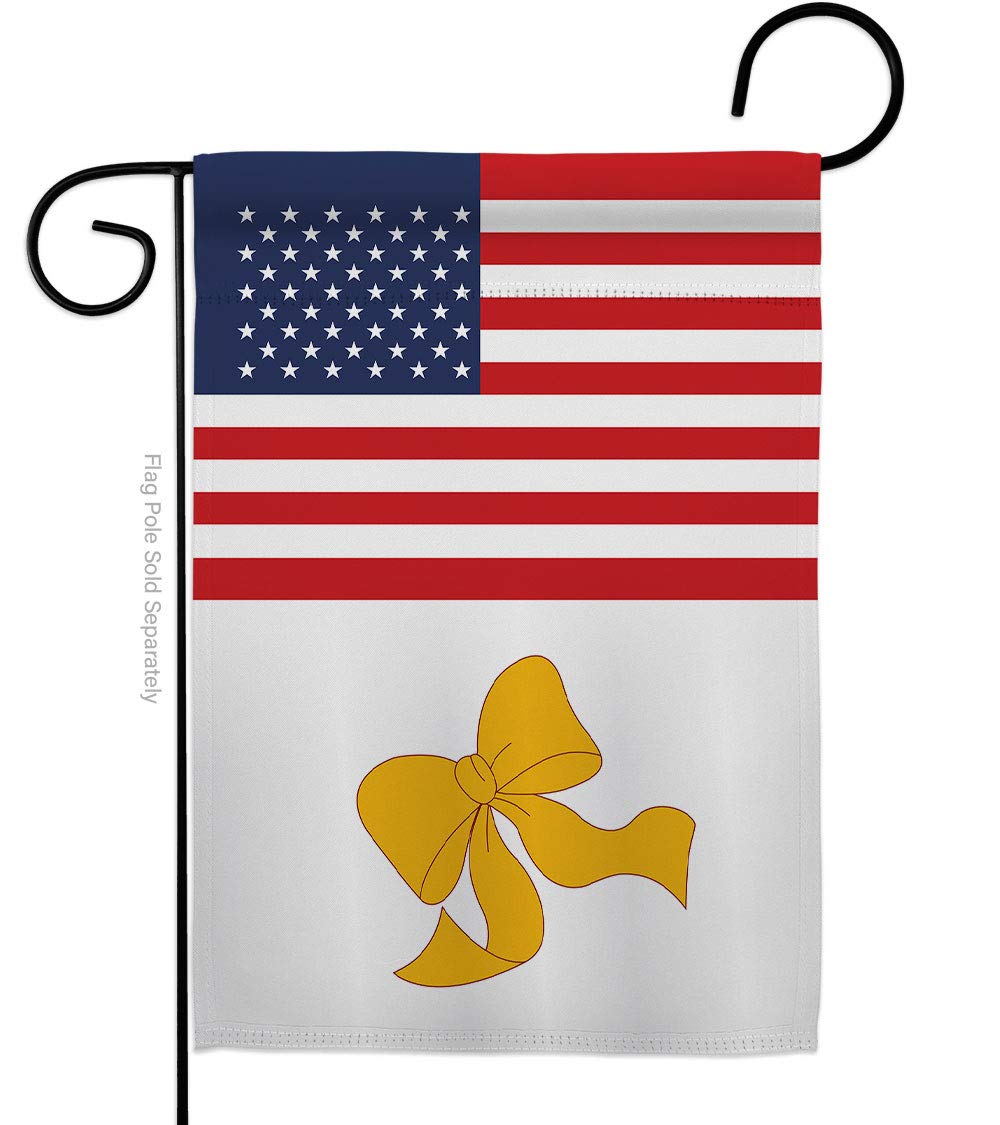 Americana Home & Garden G142744-BO 13x18.5 Inch US Yellow Ribbon Armed Forces Garden Flag - Double-Sided Vertical Decorative Banner for Yard, House & Military Support - Perfect for Memorial Day, Veterans Day & Patriotic Home Decor