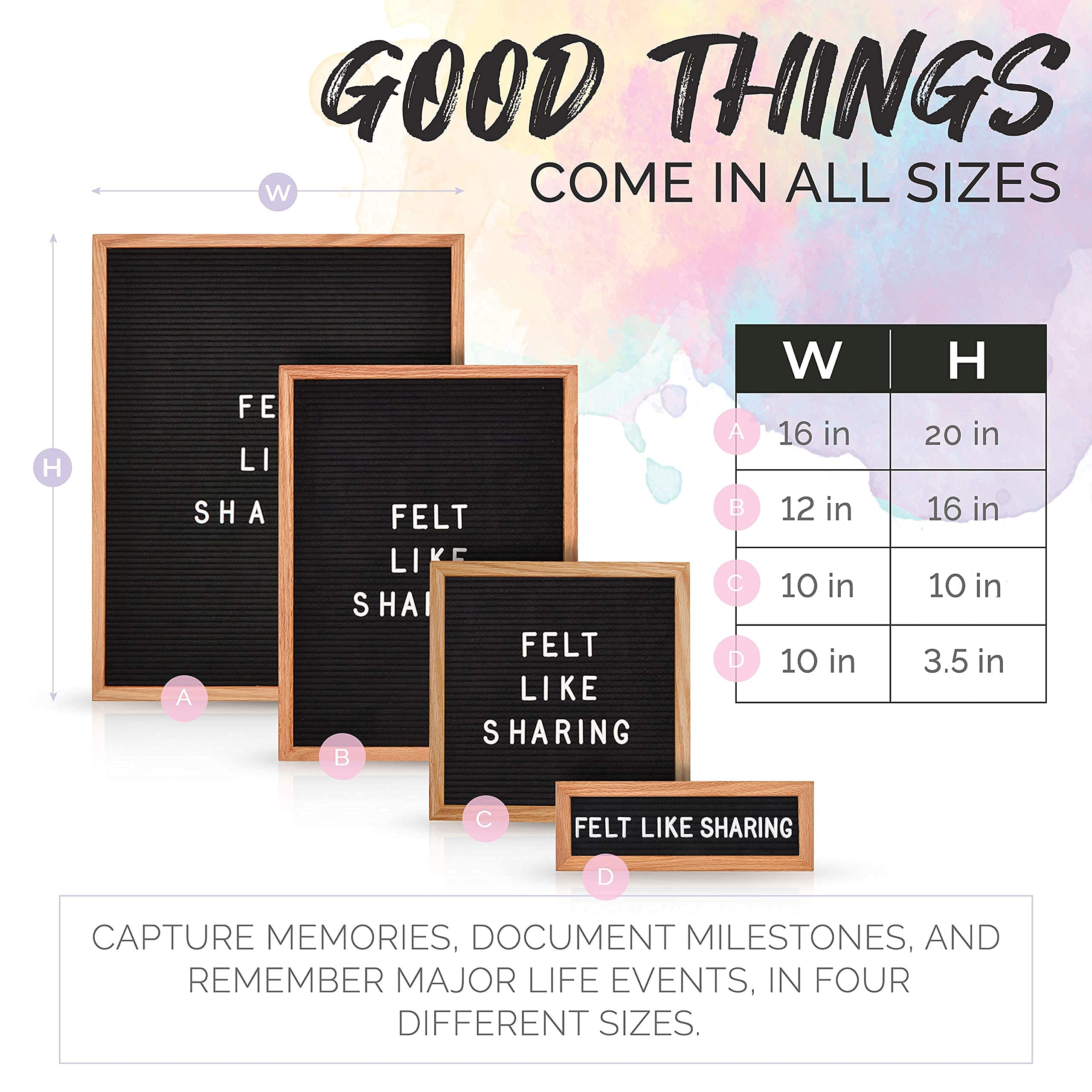 10x10in Felt Letter Board with 300 Changeable Letters - White Oak Frame Message Board for Baby Announcements, Milestones & Office Decor | Perfect for Home, Nursery, Wedding & Business Displays (Royal Purple)