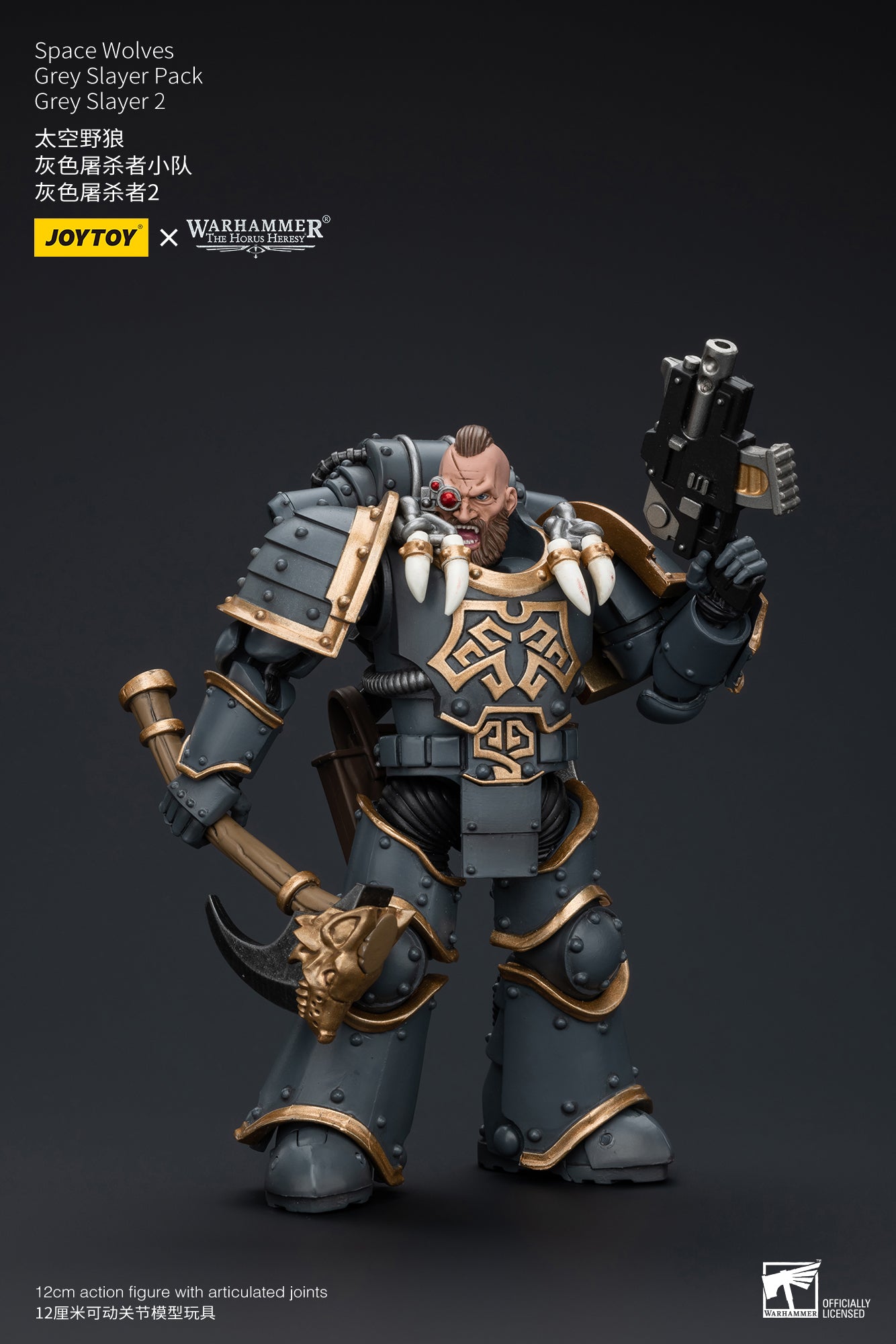 JOYTOY 1/18 Scale Warhammer The Horus Heresy Space Wolves Grey Slayer Action Figure Pack - Collectible Model for Display, Gaming & Warhammer 40K Battle Scenes