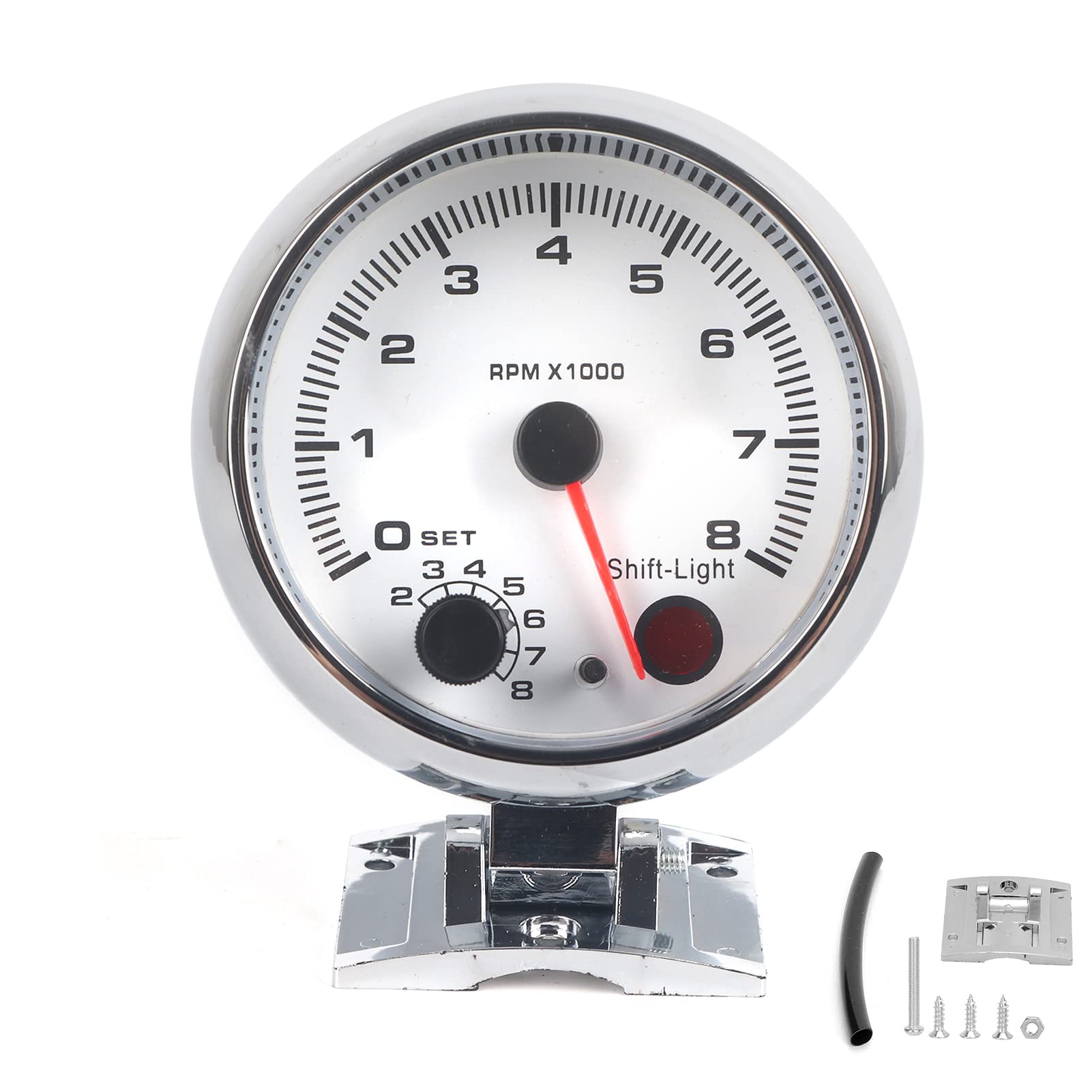High-Performance Chrome Car Tachometer with Mounting Bracket & User Manual - Digital RPM Gauge for Racing, Classic & Custom Cars - Perfect for Engine Tuning & Performance Monitoring