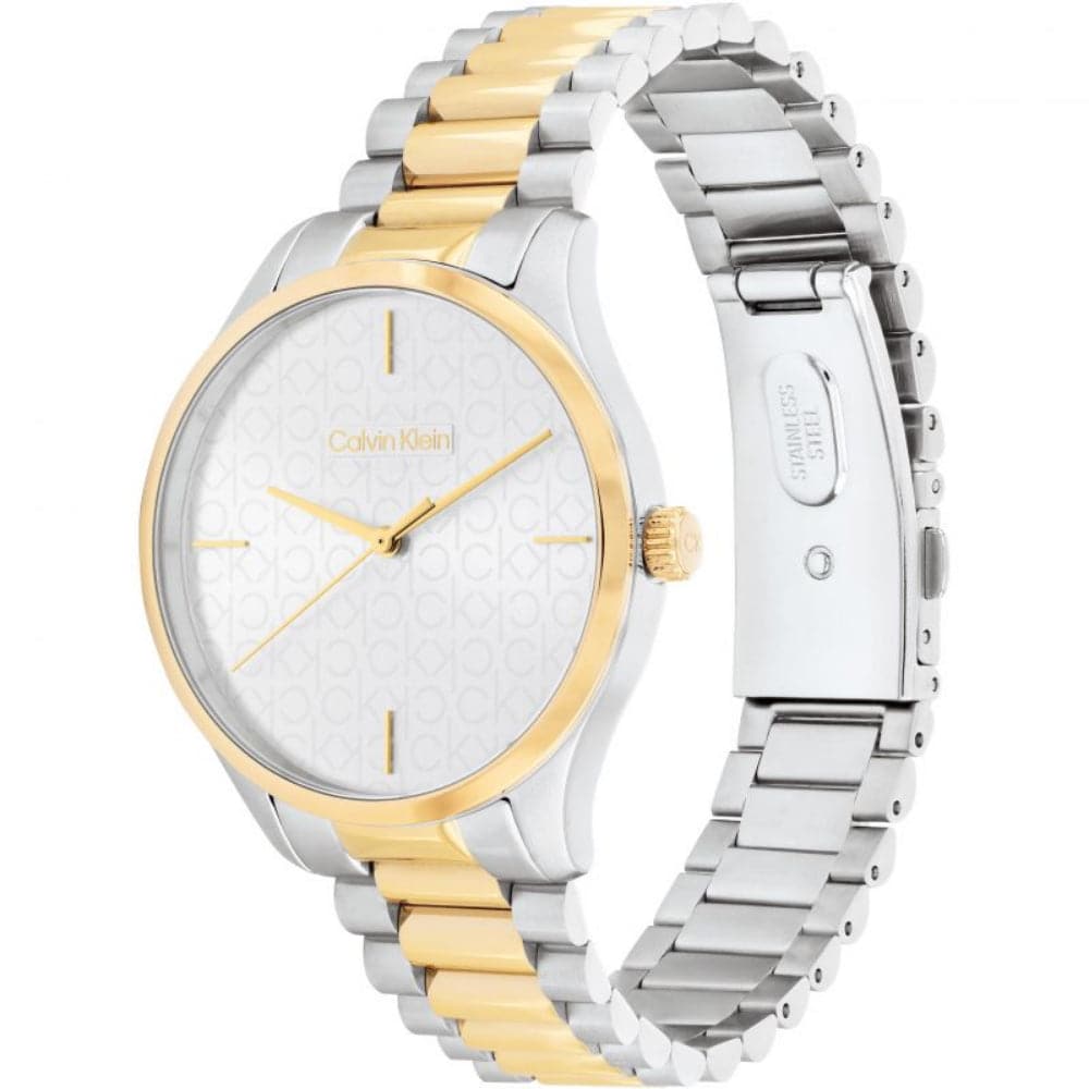 Calvin Klein Unisex Two-Tone Stainless Steel Watch with White Dial - Model 25200167 | Perfect for Casual Wear, Office & Special Occasions