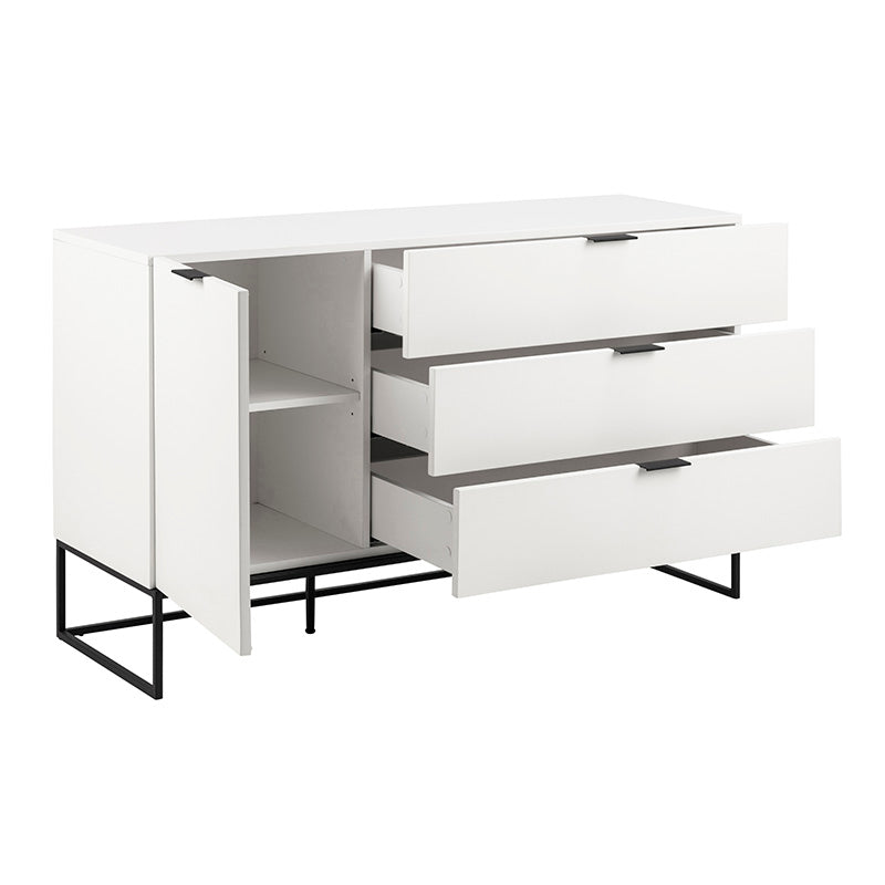 SVANA White Sideboard Buffet Cabinet - 134cm Modern Storage Console Table for Dining Room, Living Room & Entryway Organization