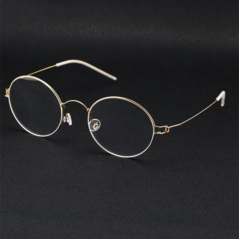 Stylish Black Titanium Full Rim Round Screwless Eyeglasses for Women - Perfect for Reading, Work & Everyday Fashion