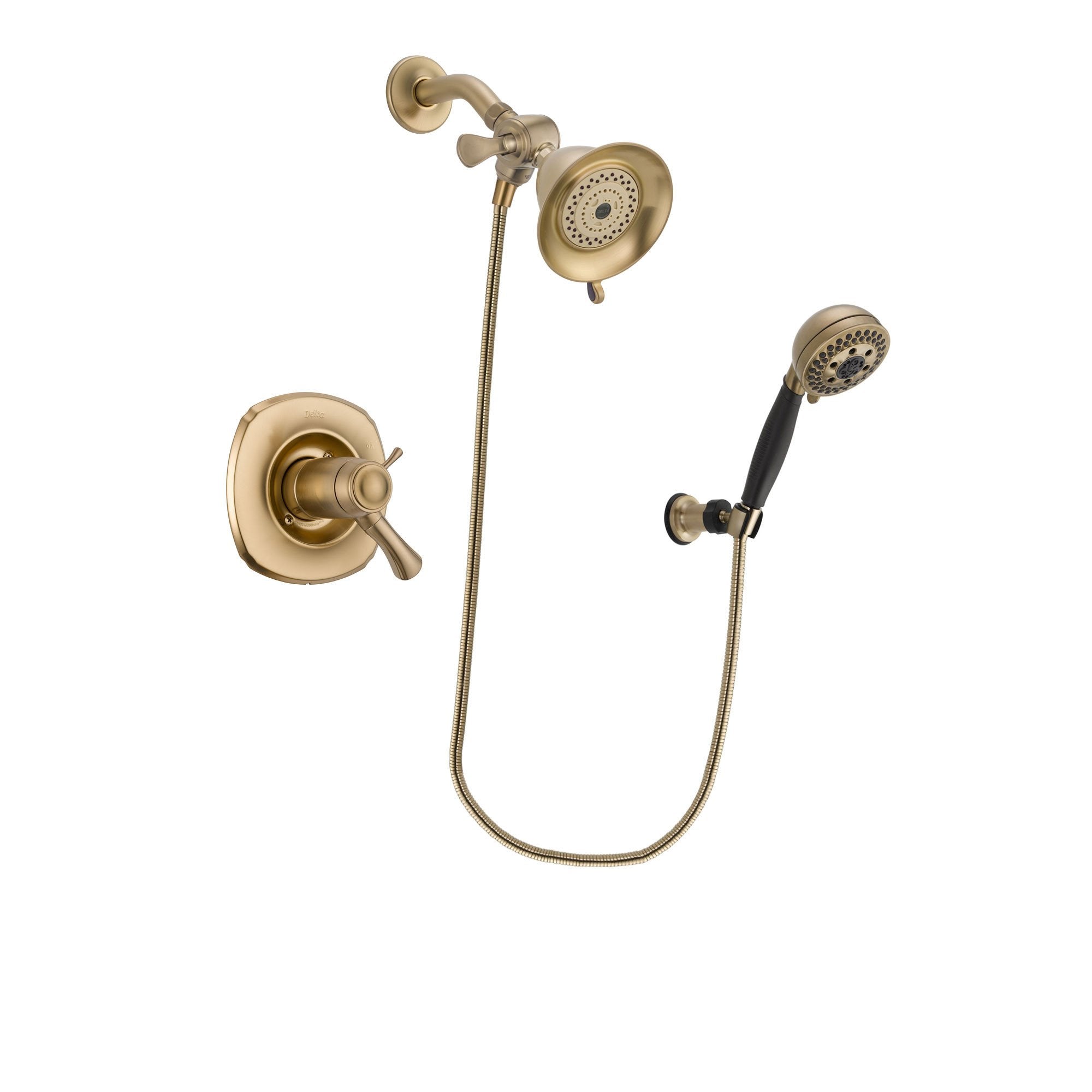 Delta Addison Champagne Bronze Thermostatic Shower System with Water-Efficient Shower Head & 5-Spray Handheld Shower - Complete Bathroom Upgrade for Luxury Spa Experience (Model DSP3738V)