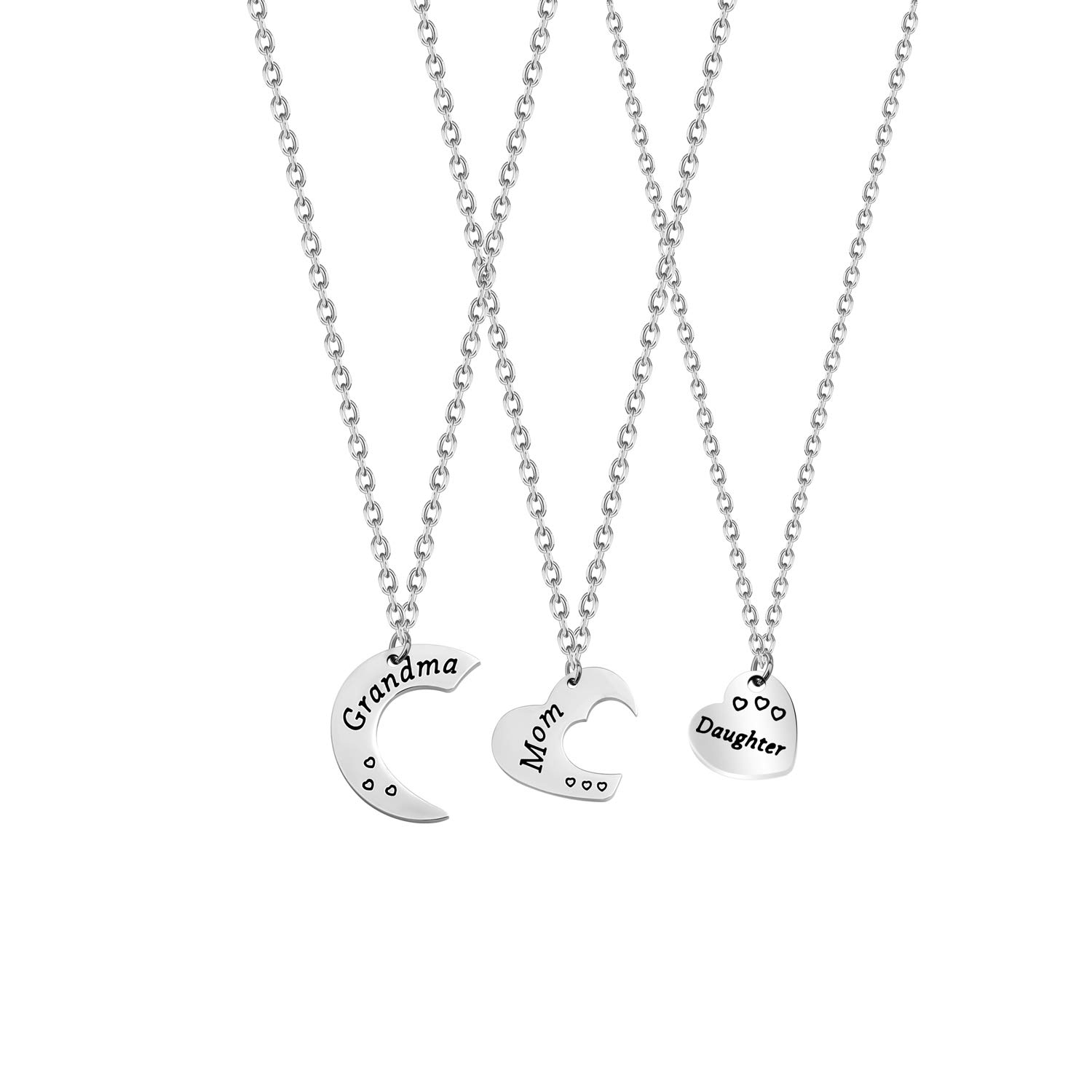 BNQL Generations Necklace Set - Sterling Silver Grandmother Mother Daughter Pendant Jewelry Gift for Mom, Grandma | Perfect for Family Reunions, Mother's Day & Birthday Celebrations