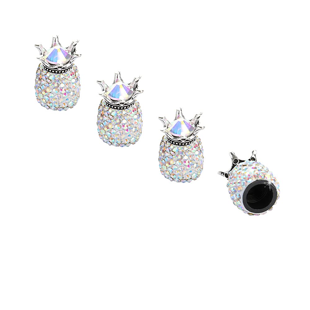 4PCS Handmade Crystal Rhinestone Universal Car Tire Valve Stem Caps - Chrome Bling Dustproof Accessories for Cars, SUVs, Trucks (AB Colorful) - Perfect for Customization & Car Detailing