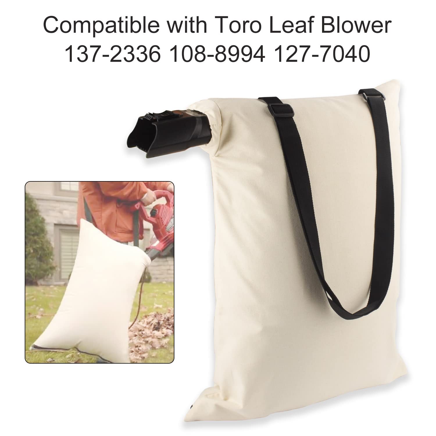 127-7040 Blower Debris Vacuum Bag - Compatible with Toro Leaf Blowers 137-2336, 108-8994, 51436, 51563, 51581, 51594, 51599, 51609, 51619, 51621 - Durable Replacement Bag for Yard Waste Collection & Leaf Cleanup