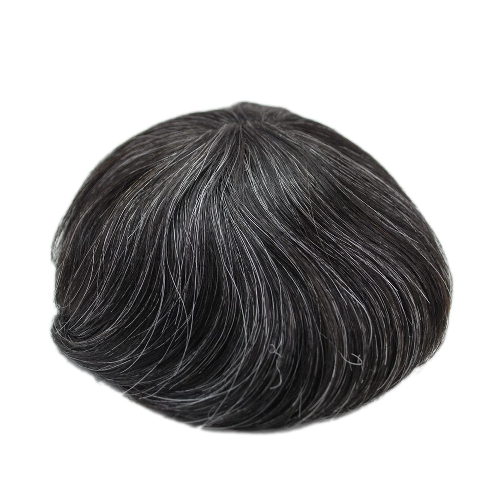 Natural Black Toupee for Men with 20% Grey Hair - PU Skin Hair System & Hair Patch for Thinning Hair - Perfect for Daily Wear, Parties & Special Occasions