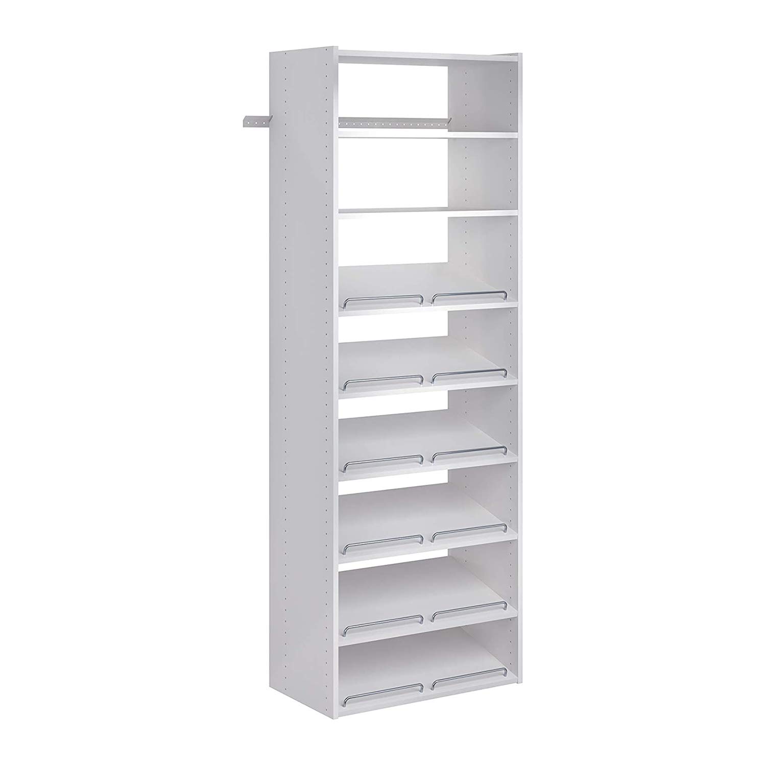 Easy Track Shoe Shelves for Closet Storage - 3 Pack White 24 Inch Shoe Organizer | Perfect for Bedroom, Entryway & Walk-in Closet Organization