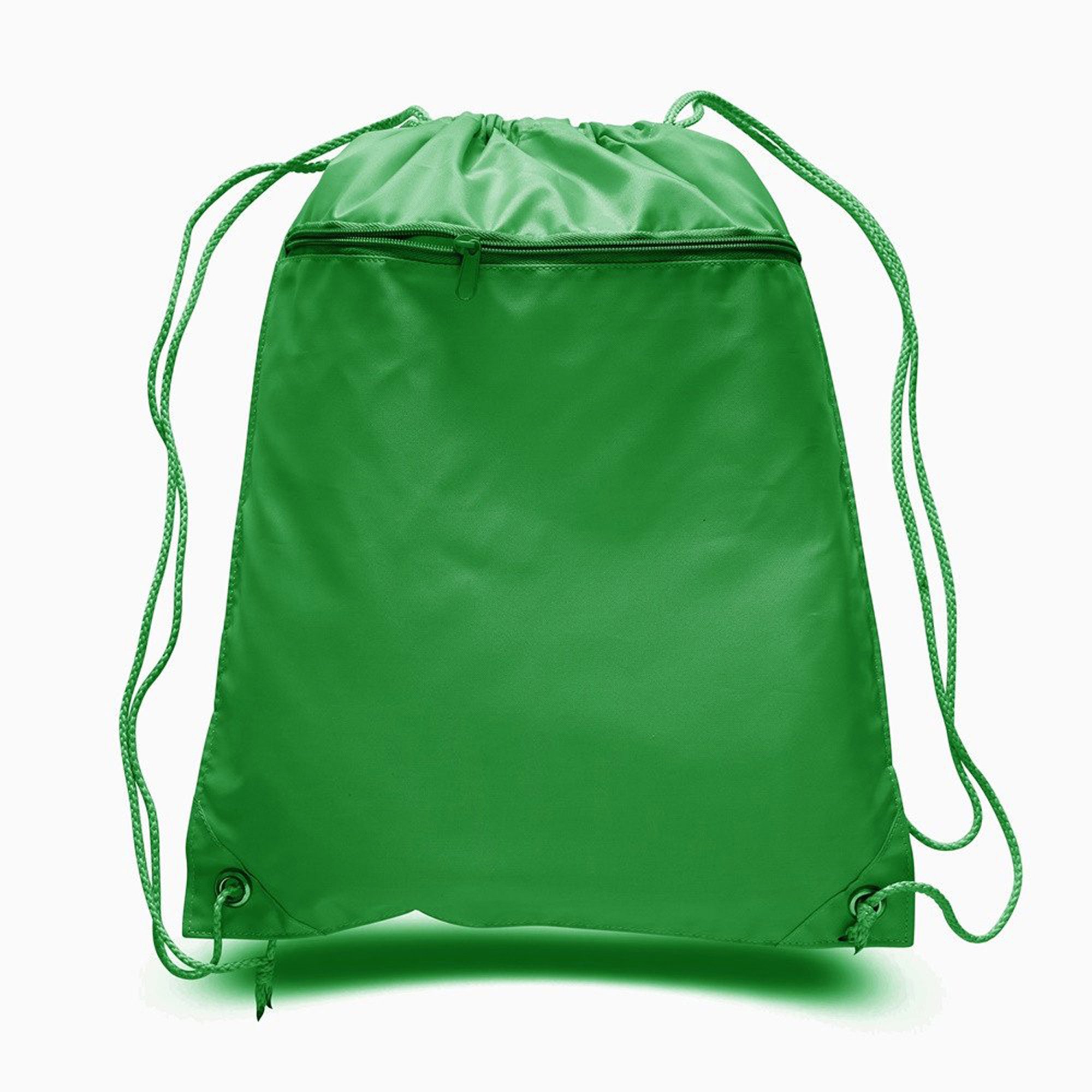 50 Pack Bulk Polyester Drawstring Backpacks with Front Zipper Pocket - Multipurpose School Bags, Event Tradeshow Bags & Charity Donation Backpacks - Perfect for Promotions, Sports Events & Student Use (Kelly)