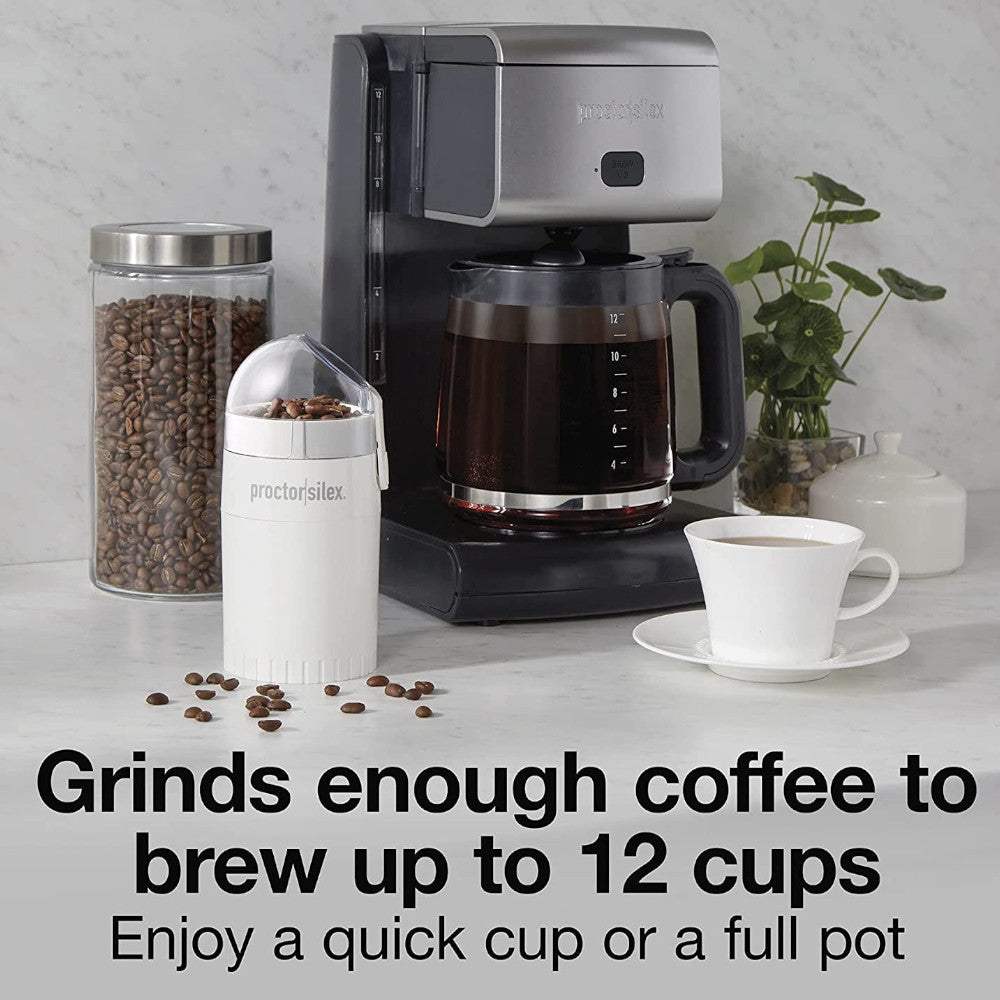 Proctor Silex E160BY Electric Coffee Grinder - Fresh Ground Coffee for Espresso, Drip & French Press - Compact & Quiet for Home & Office Use