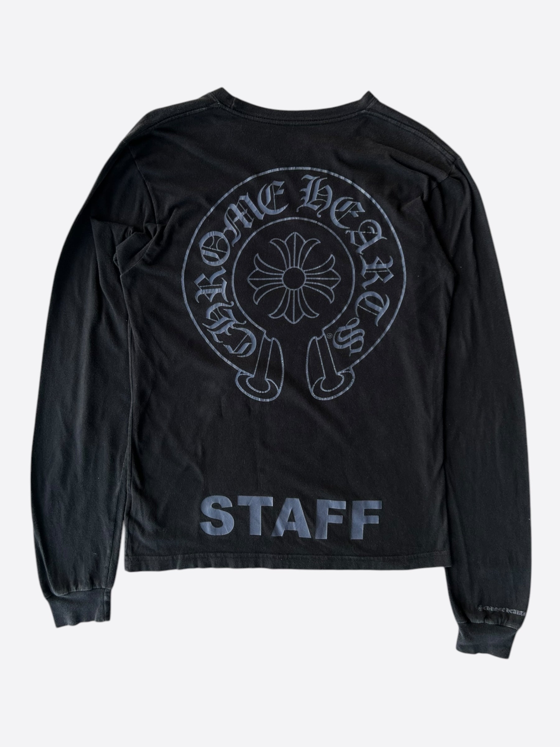Chrome Hearts Black & Navy Staff Horseshoe Logo Long Sleeve T-Shirt for Men - Stylish Streetwear & Casual Outfit Essential