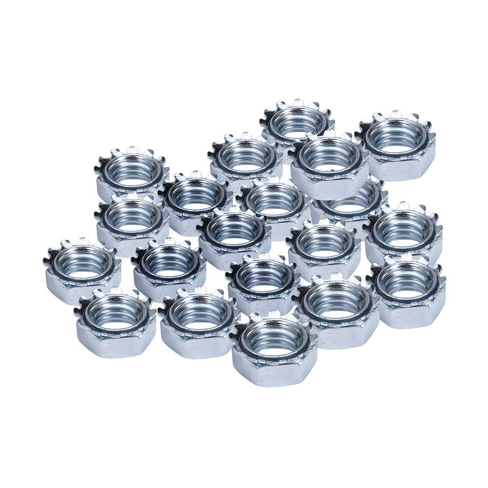 MroMax M10 K-Lock Nuts - Silver Zinc Plated Carbon Steel Keps Lock Nuts (20Pcs) - Durable Hardware Fasteners for Machinery, Furniture & Electrical Appliances | Secure Fastening Solution for DIY Projects & Industrial Use