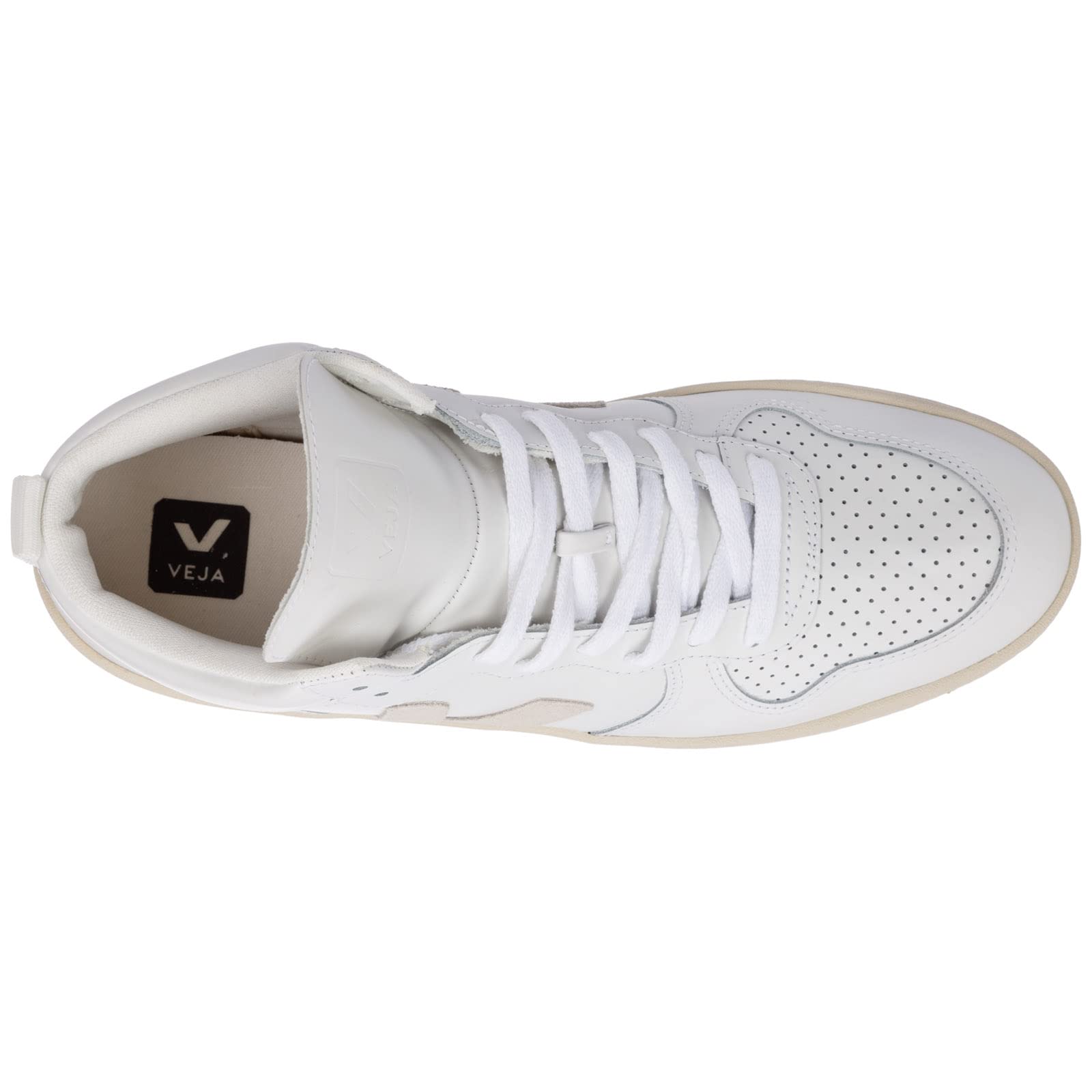 Veja Men's V-15 White Leather Sneakers - Nautico & Sahara Colorway - Casual & Athletic Shoes for Everyday Wear, Workouts & Street Style