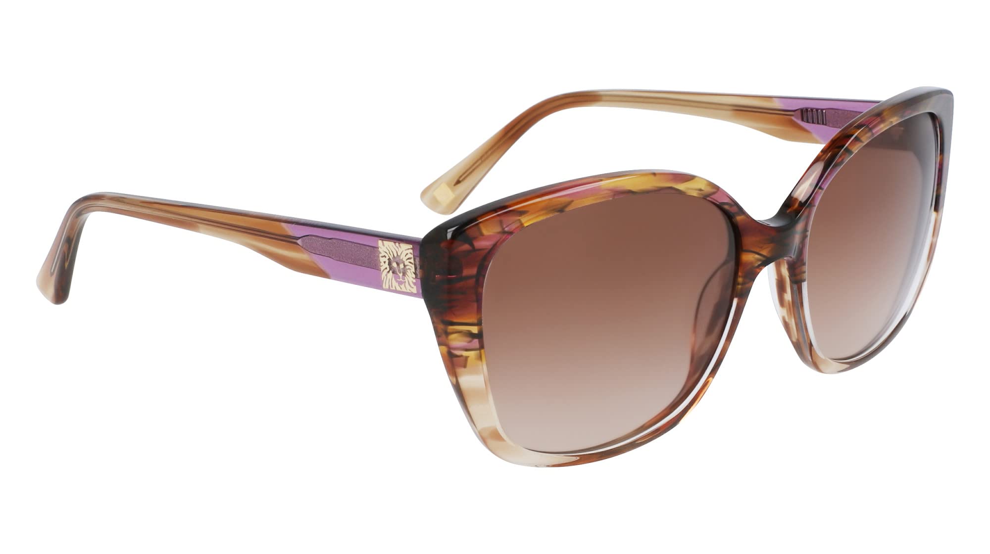 Anne Klein Women's Fashion Sunglasses AK7071 - Plum Animal Print with Brown Gradient Lens for Driving, Beach & Outdoor Activities