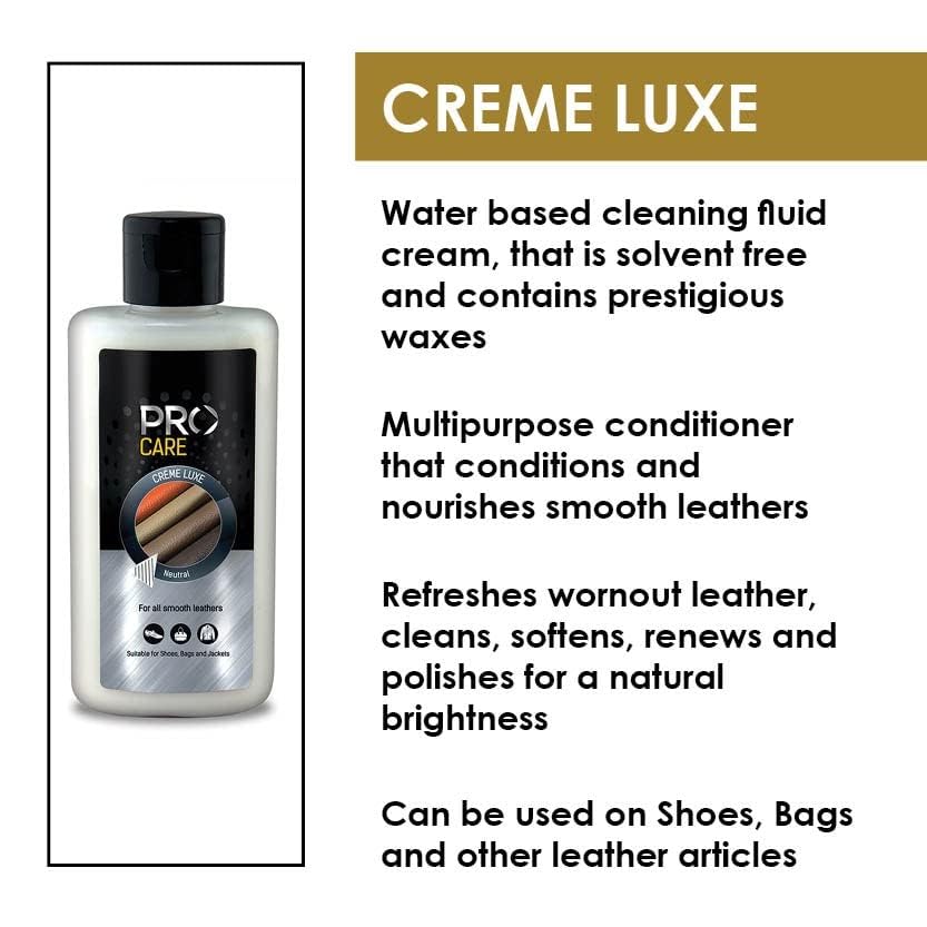 PRO Creme Luxe Smooth Leather Shoe Moisturizer & Conditioner - 150ml | Premium Leather Care Cream for Shoes, Bags, Jackets & Accessories | Restores Shine & Prevents Cracking | Ideal for Daily Leather Maintenance & Protection