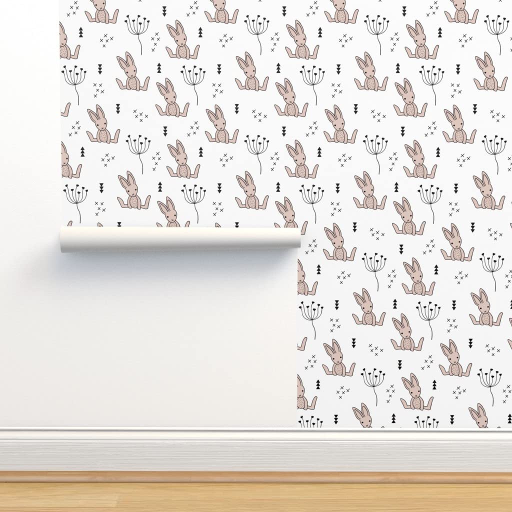 Peel & Stick Wallpaper 9ft x 2ft - Scandinavian Style Geometric Rabbit Design | Gender Neutral Nursery Decor | Removable & Customizable Wallpaper for Kids Room, Spring Theme | Perfect for Baby Rooms, Playrooms & DIY Home Decor