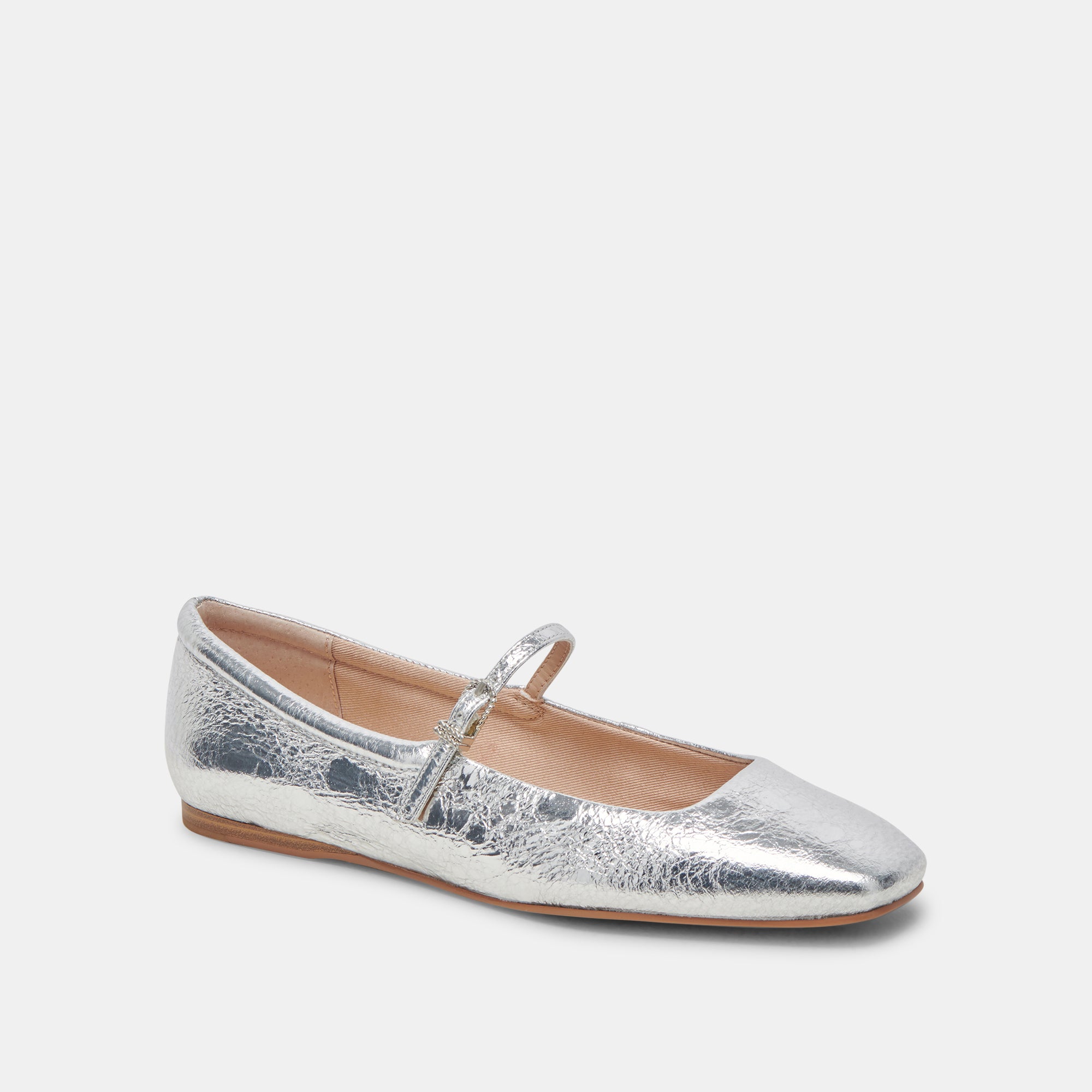 REYES Women's Ballet Flats - Silver Distressed Leather Slip-On Shoes for Comfort & Style | Perfect for Casual Wear, Office & Travel