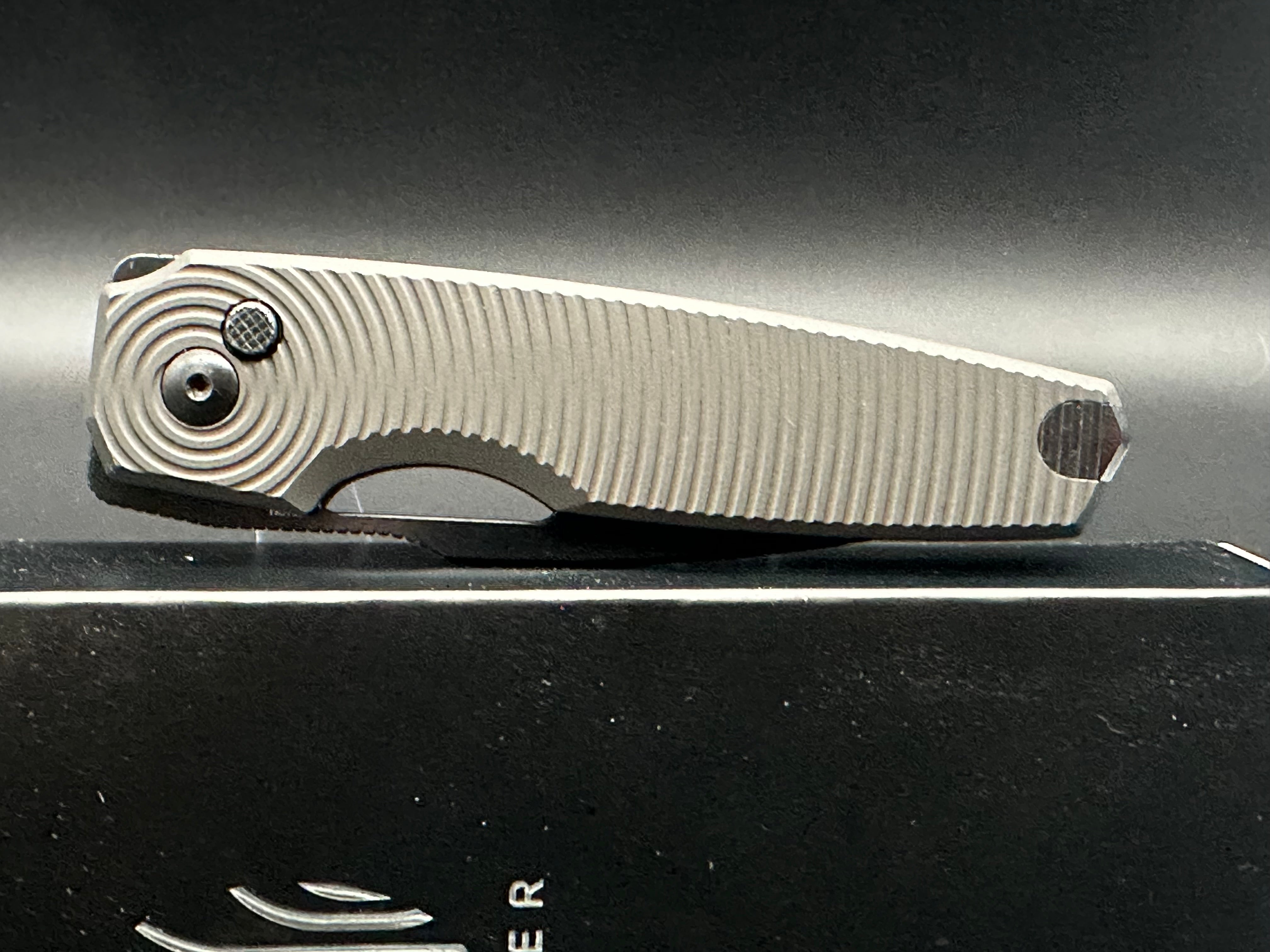 KIZER DOGFISH Button Lock Folding Knife - Black Aluminum Handle, 154CM Drop Point Plain Black Blade (V3640C1) - EDC, Outdoor Camping, Hiking & Survival Tool