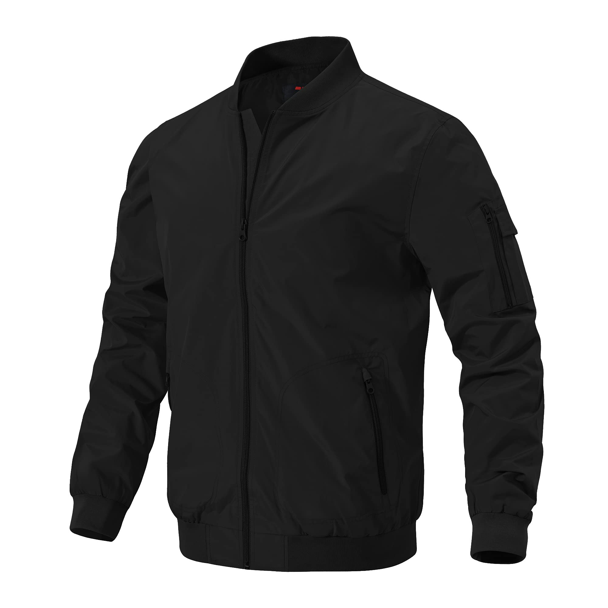 Rdruko Men's Lightweight Bomber Jacket - Baseball Style Windbreaker with Zip Pockets for Spring & Autumn | Casual Sports Coat, Military Inspired Outerwear for Smart Everyday Wear