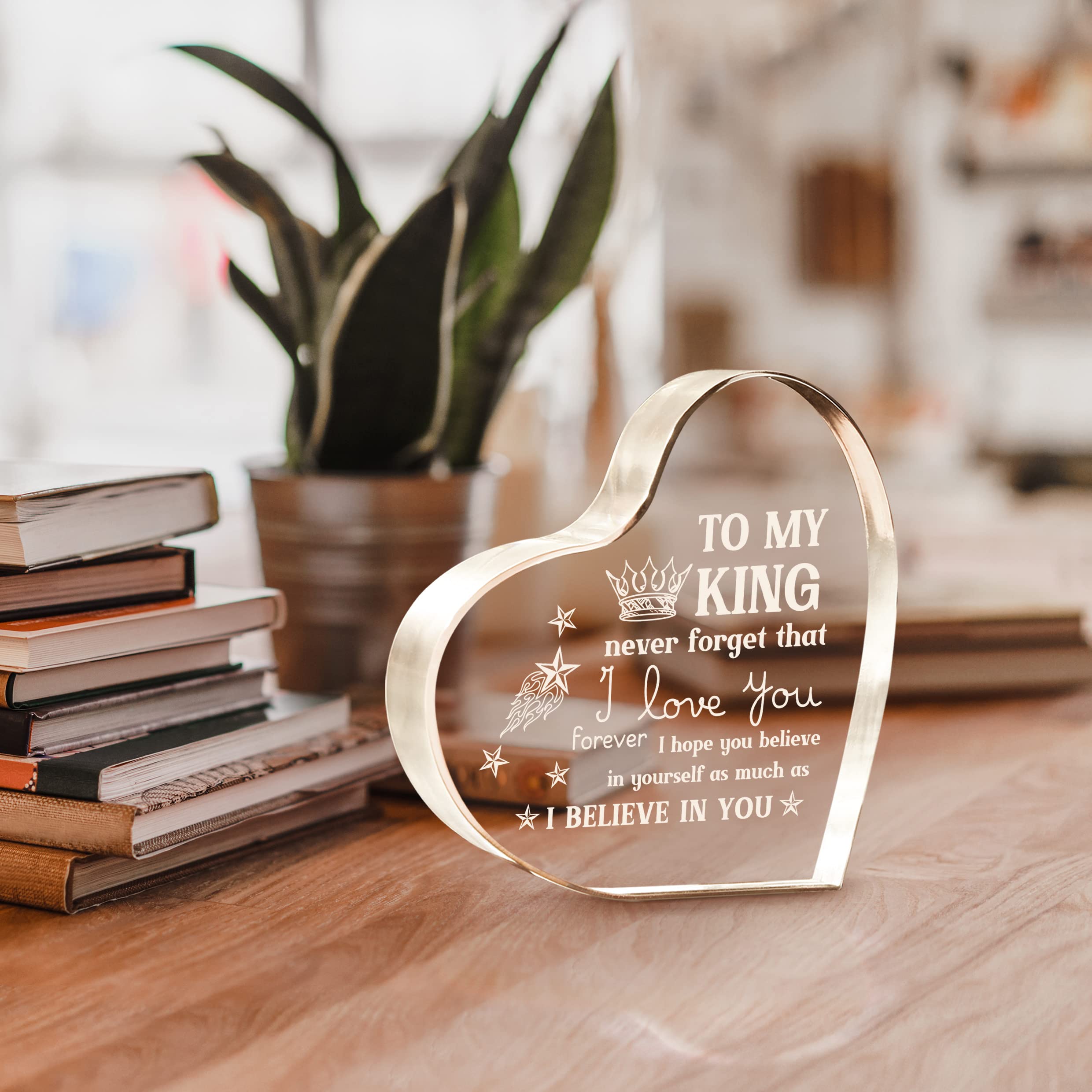 Personalized Heart Shaped Acrylic Photo Block - Romantic Anniversary & Birthday Gift for Husband, Boyfriend - Valentine's Day, Christmas Present - Perfect for Home Decor, Office Desk & Couples Keepsake