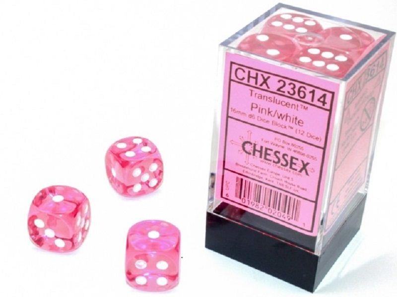 16mm D6 TR Pink/White Dice Set - 23614 Polyhedral Dice for D&D, RPG, Tabletop Games - Perfect for Dungeons & Dragons, Pathfinder, and Board Game Enthusiasts